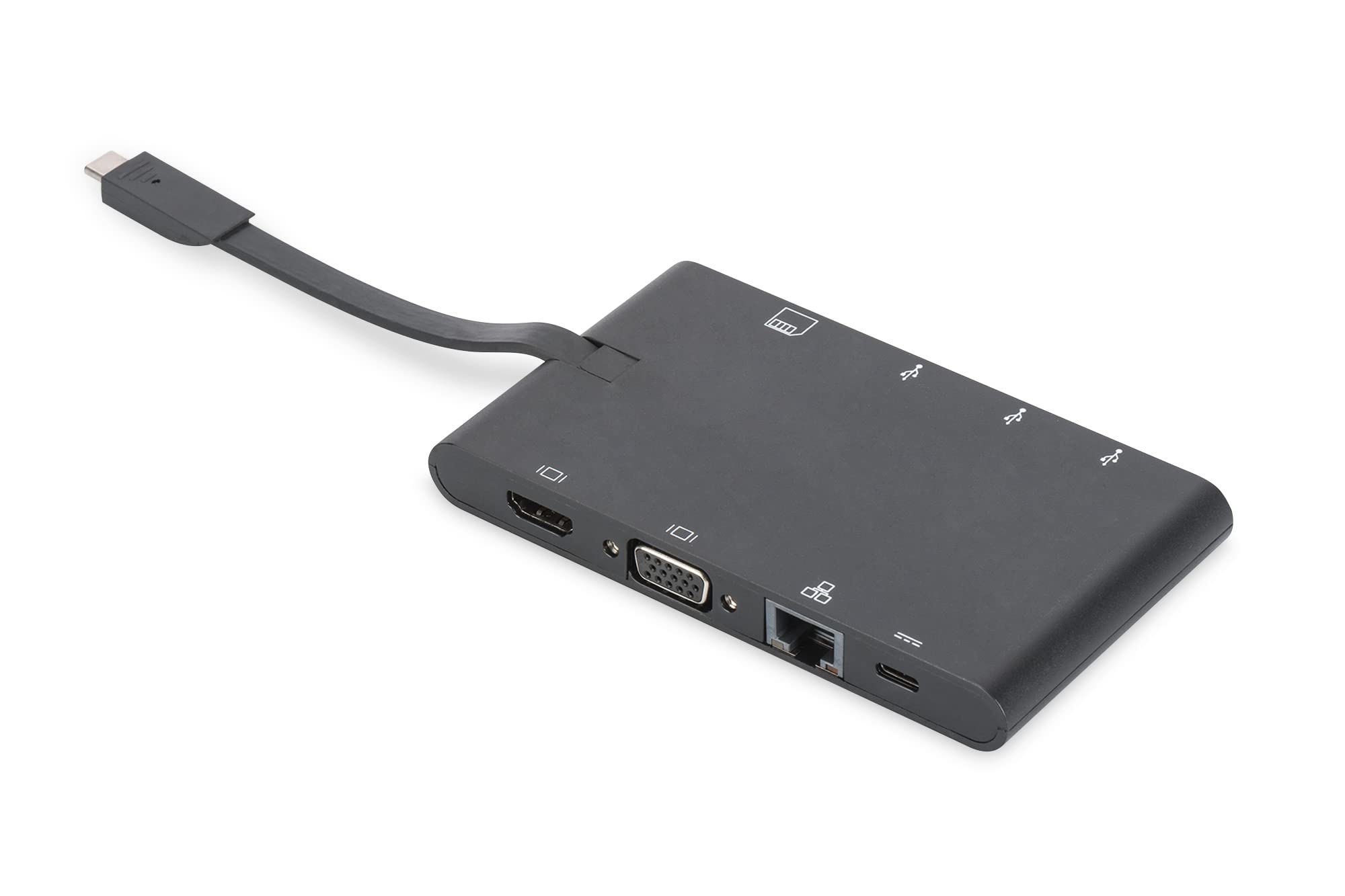 DIGITUS 9-in-1 USB-C Docking Station with HDMI/VGA, Ethernet, 2x USB 3.0 Ports, 2x USB-C, PD Charging & SD Card Reader - Perfect for Home Office, Business Travel & Multi-Monitor Setup