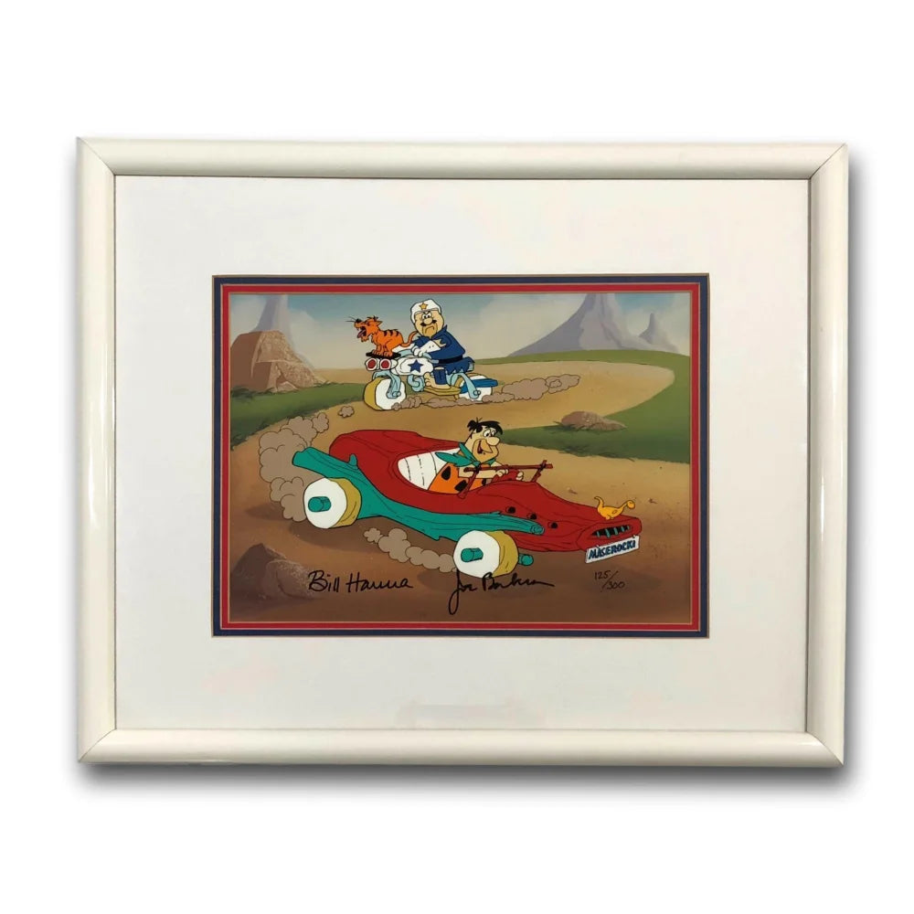 Original Hand-Painted Flintstones Hanna-Barbera Animation Cel Framed with JSA COA - Limited Edition #/300 - Perfect for Cartoon Collectors & Vintage Animation Decor