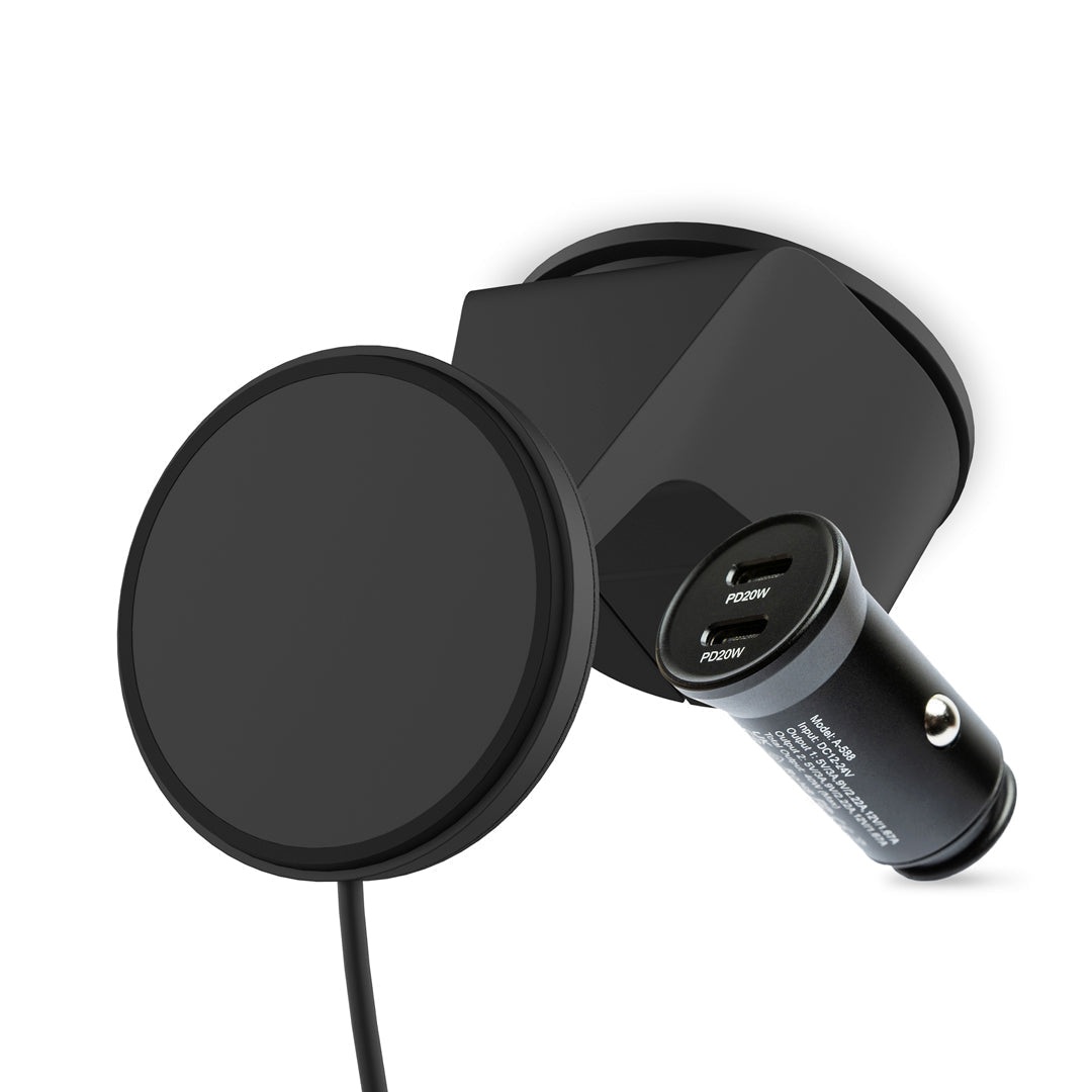 Wireless Car Phone Holder with Fast Charging & Suction Mount - Compatible with iPhone & Android - Perfect for Driving, GPS Navigation & Hands-Free Calls