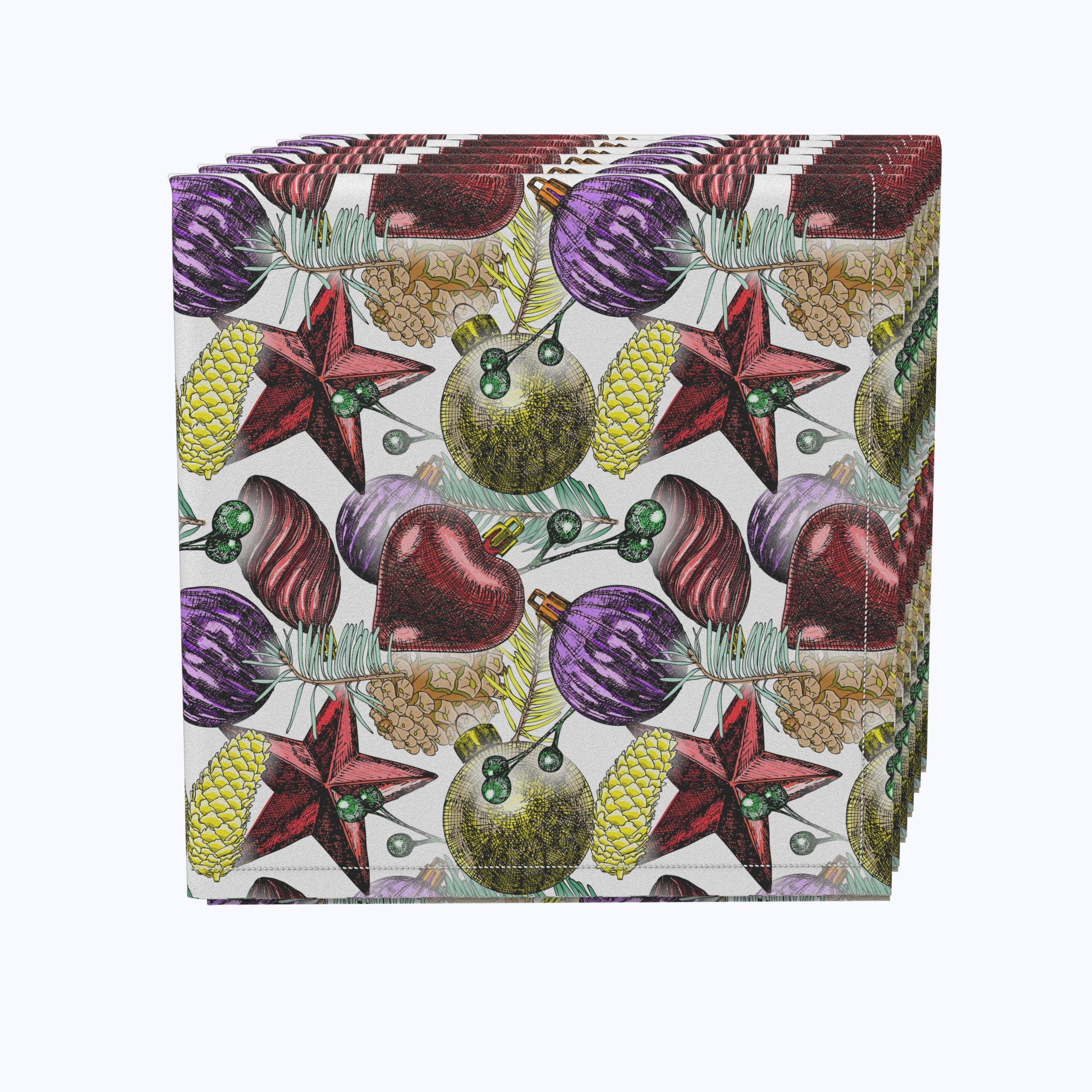 Elegant Hand-Drawn Christmas Ornament Design Paper Napkins - Perfect for Holiday Parties, Dinner Decor & Festive Table Settings