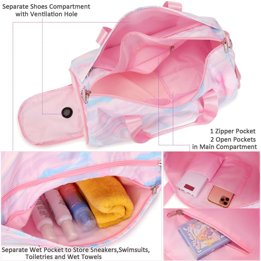 Waterproof Travel Duffle Bag for Women - Lightweight Gym Bag with Shoe Compartment for Sports, Dance, Yoga & Weekend Getaways - Perfect Carry-On Overnight Bag for Fitness, Travel & Workout Essentials