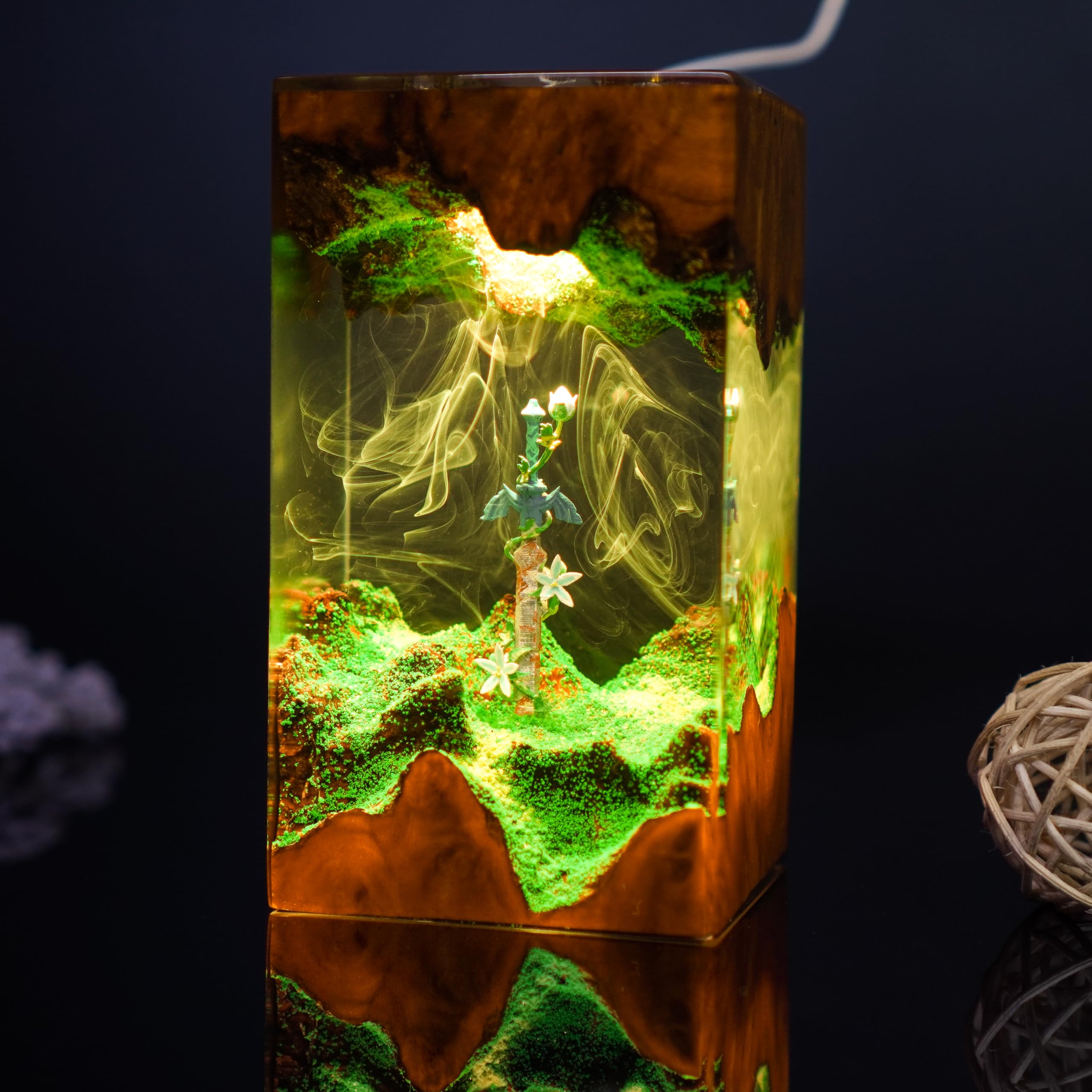 Legend of Zelda Master Sword & Silent Princess Flower Night Light - 8x15cm Resin Wood Gaming Lamp for Bedroom, LoZ/TOTK/BOTW Themed Decor, Perfect Gift for Gamers & Birthday Present - Creates Cozy Gaming Atmosphere