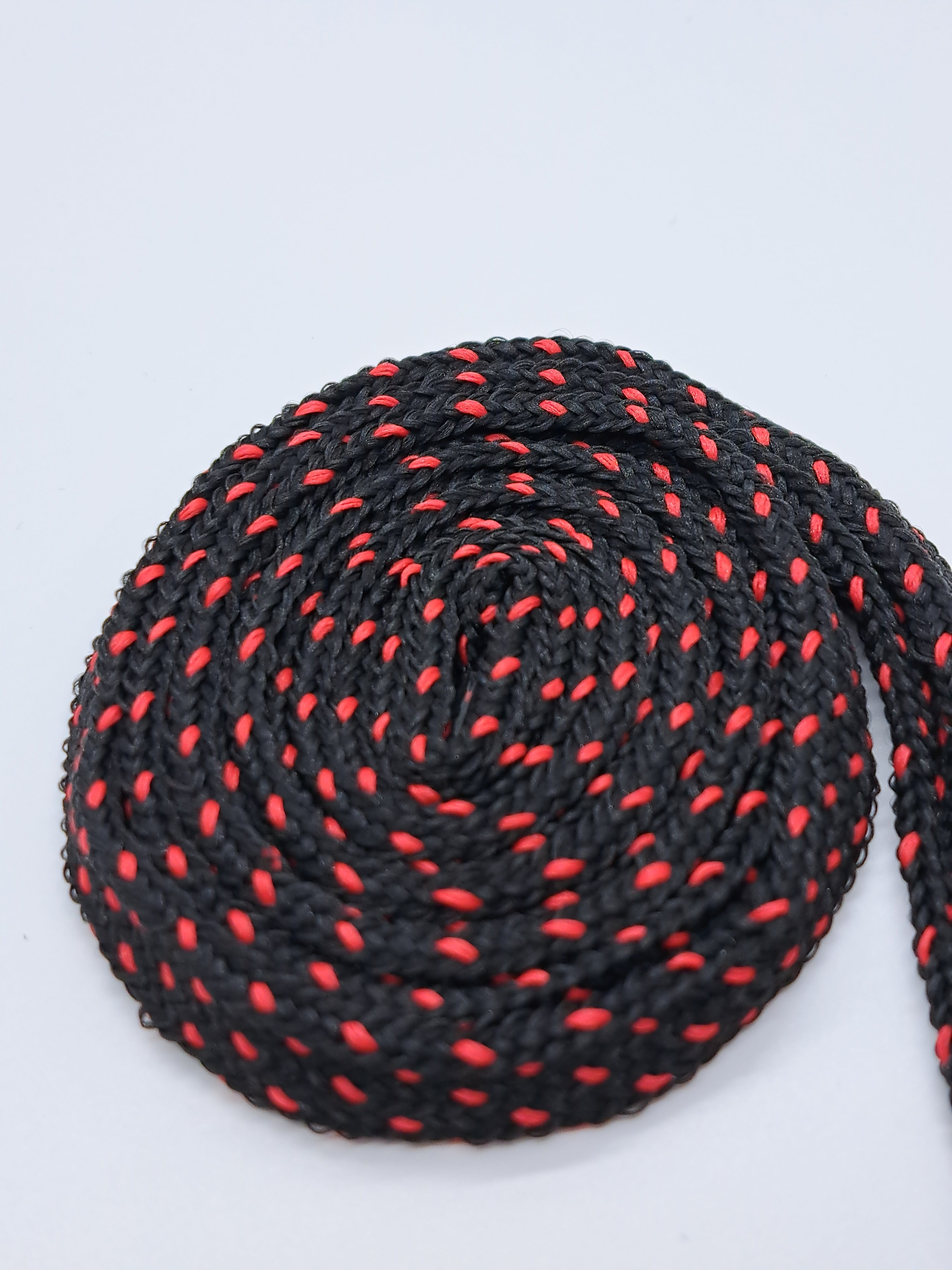 Black with Red Dots Mid Width Shoelaces - Durable & Stylish for Sneakers, Boots & Casual Shoes | Perfect for Sports, Work & Everyday Wear