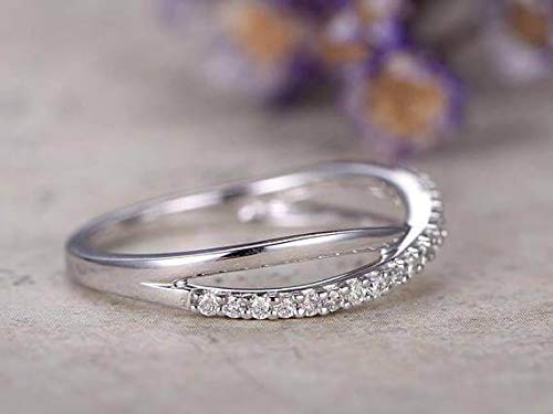18K Gold Plated Half Eternity Diamond Wedding Band for Women - Stackable Curved Engagement Ring | Perfect for Bridal Sets, Anniversary Gifts & Everyday Elegance