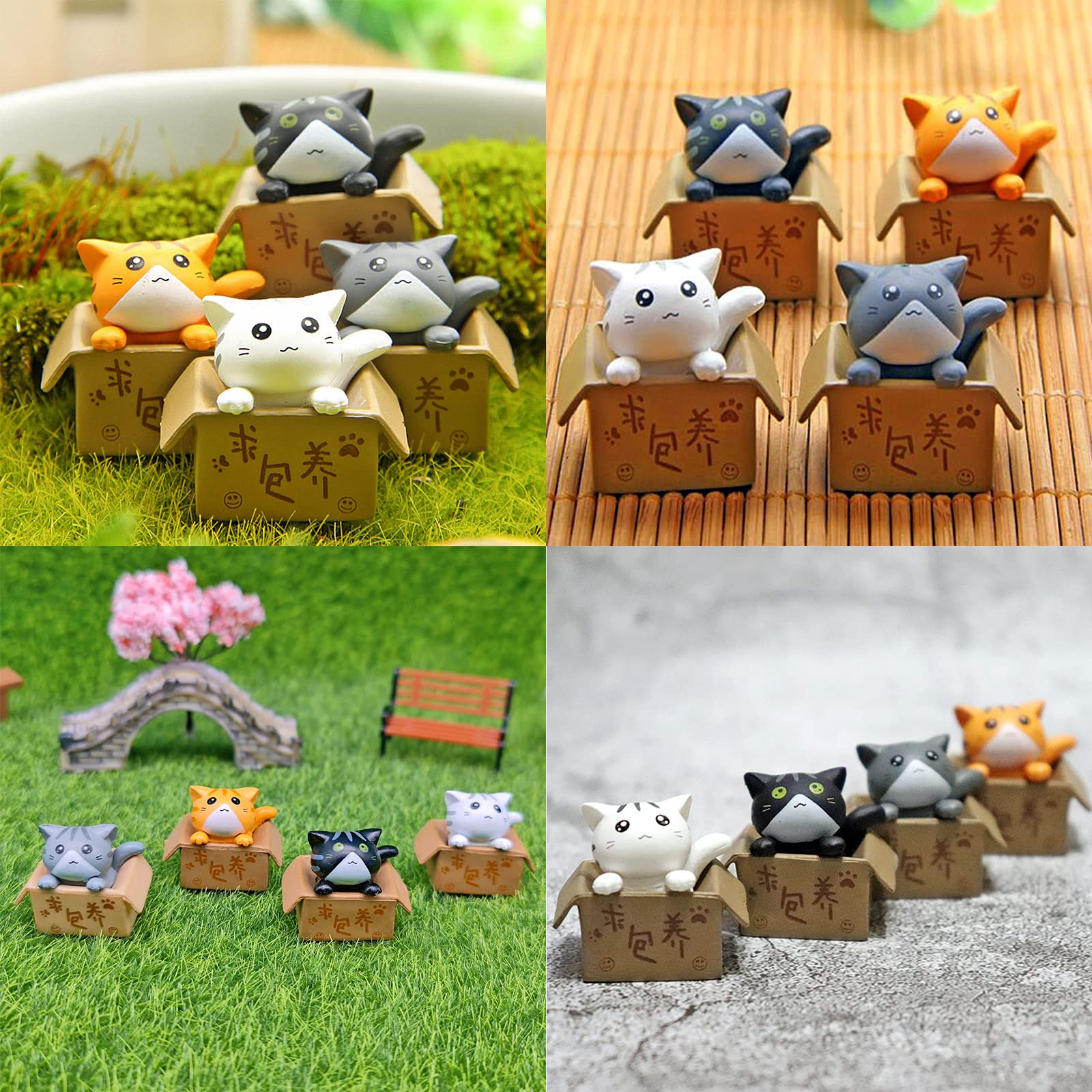 16PCS Adorable Cat Figurines - Cute Kitten Statues for Cake Decorating, Fairy Garden, Terrarium, Miniature Landscaping - Perfect for DIY Crafts, Home Decor, Bookshelf Ornaments & Gift Giving