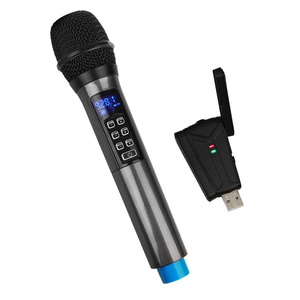 Depusheng W3 USB Wireless Microphone with Echo - Adjustable Treble & Bass, Plug & Play USB Receiver for PC - Perfect for Online Teaching, Video Conferencing, Podcasting & Live Streaming