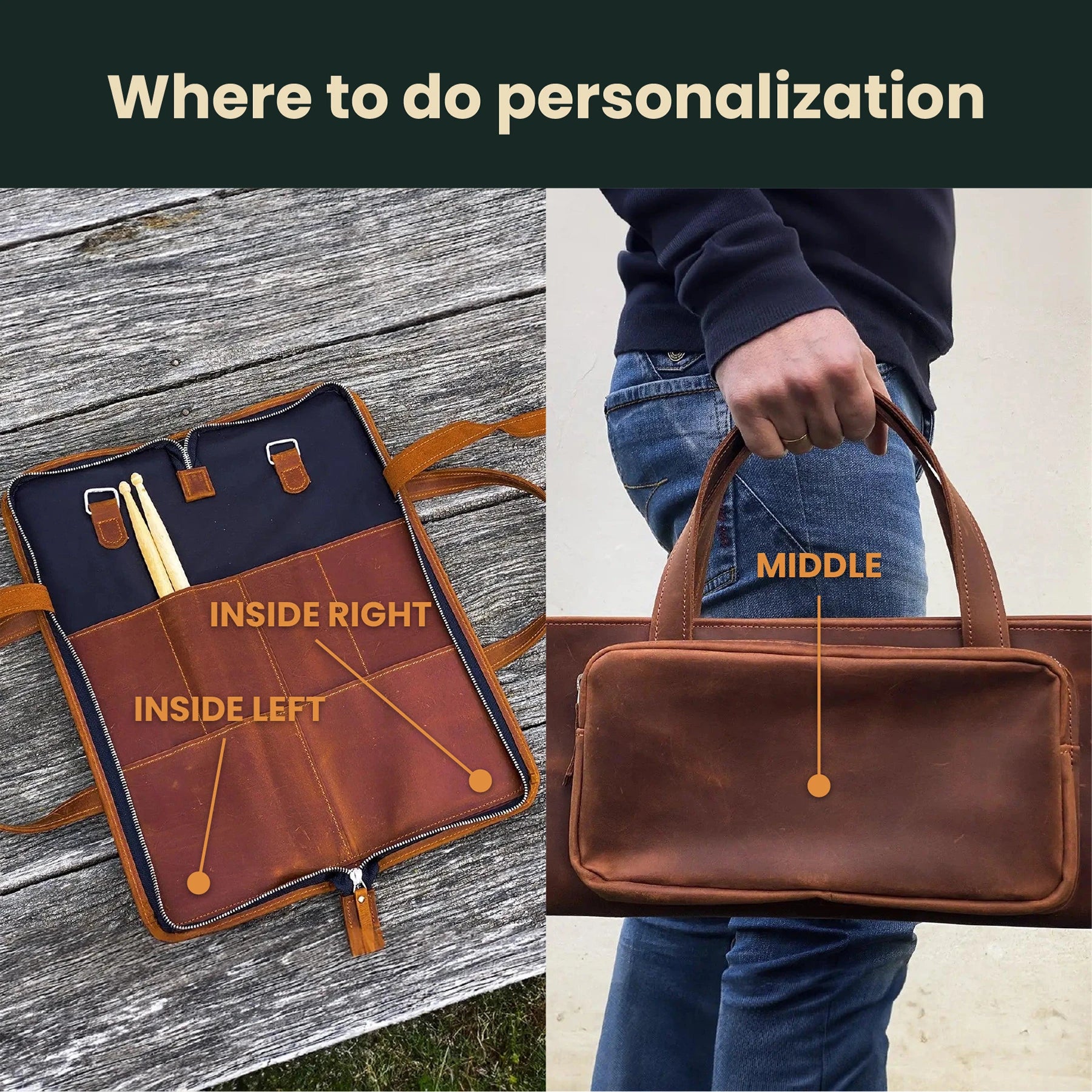 Premium Leather Drumstick Bag for Drummers - Durable & Stylish Stick Holder for Gigging, Practice & Travel
