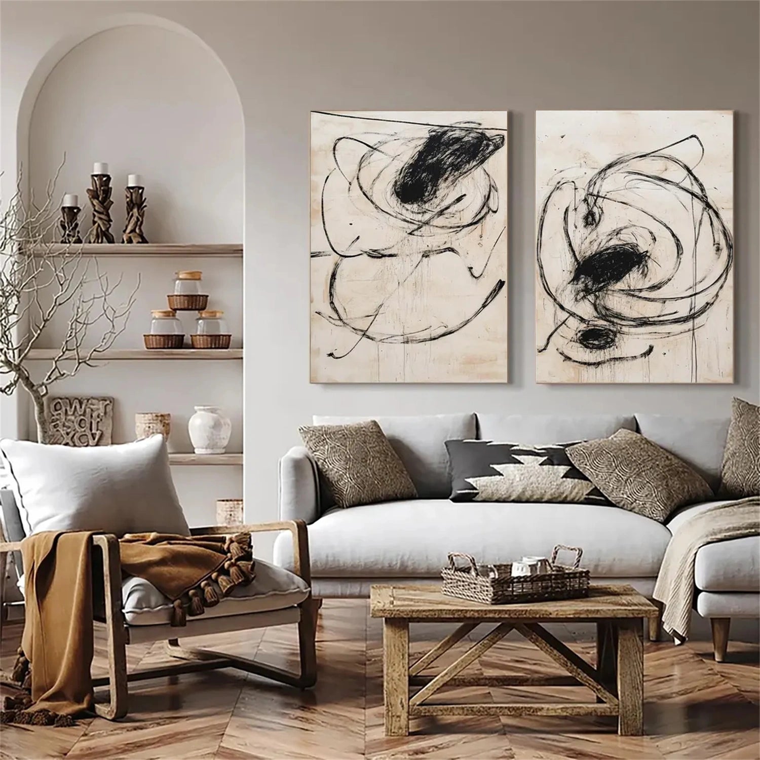 Abstract Tranquility Set of 2 Modern Canvas Wall Art - #WS305 - Perfect for Living Room, Bedroom & Office Decor