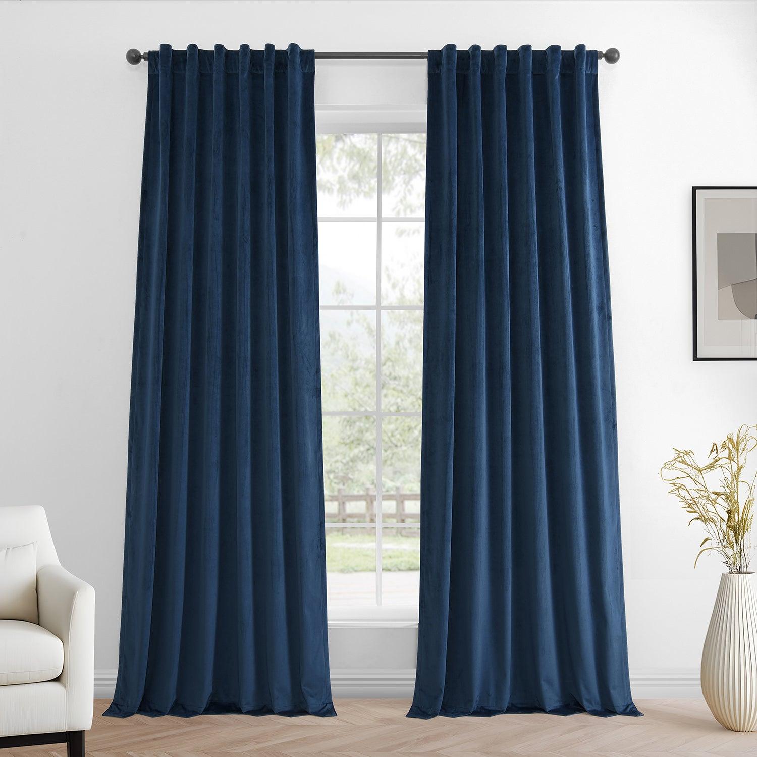 Deep Cobalt Blue Blackout Curtains - 2 Panels Set for Bedroom & Living Room - Soft Velvet Fabric for Light Blocking & Noise Reduction - Perfect for Home Theater, Nursery & Shift Workers