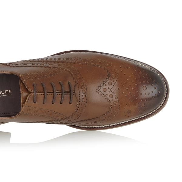 London Brogues Gatsby Leather Brogue Chestnut Men's Dress Shoes - Classic Oxford Style for Formal Wear & Business Attire