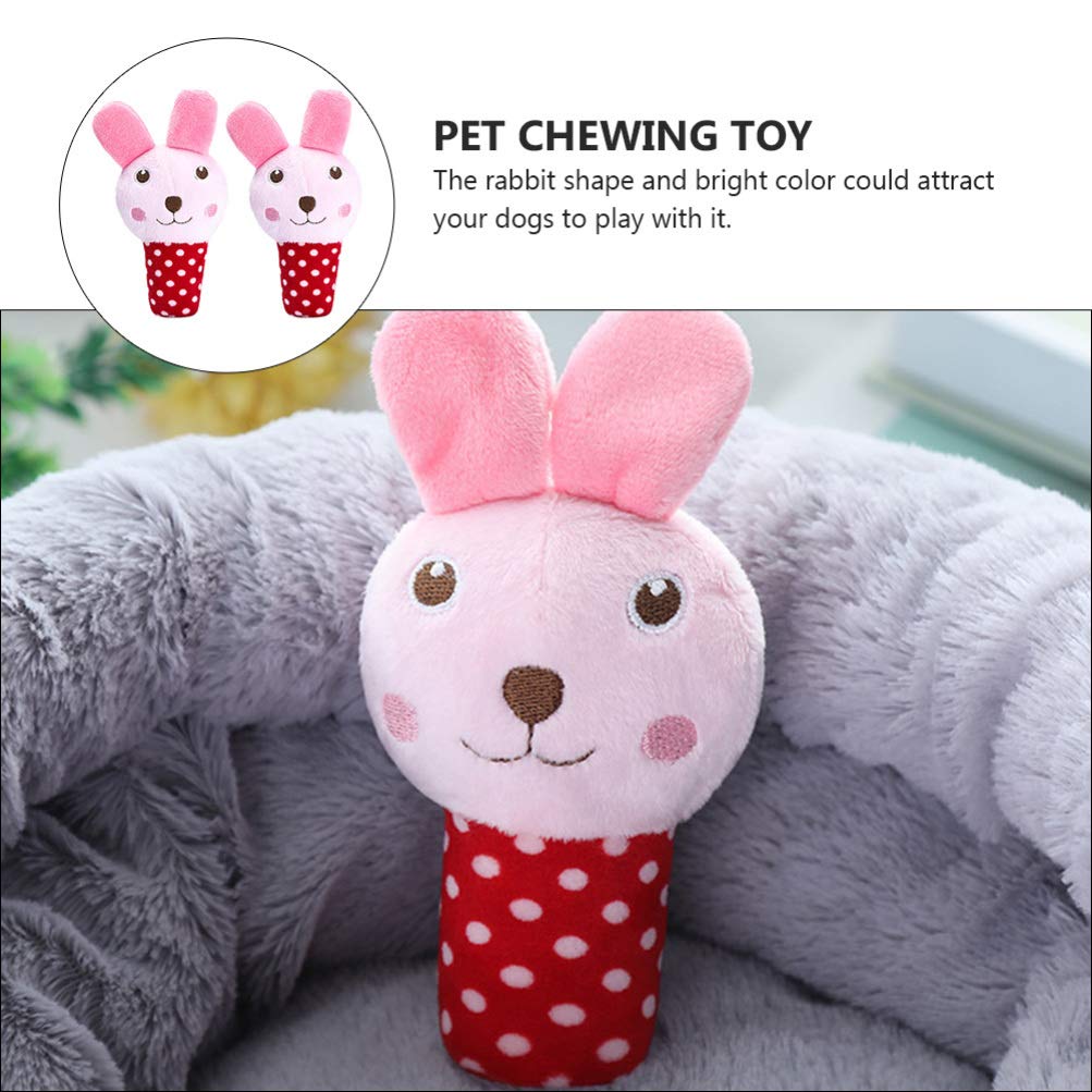 Balacoo 2-Pack Rabbit Shaped Pet Chew Toys - Soft Fluffy Stuffed Animal Interactive Dog & Cat Toys for Teething Puppies - PP Cotton Safe Biting Toys for Small Pets - Perfect for Playtime, Training & Anxiety Relief