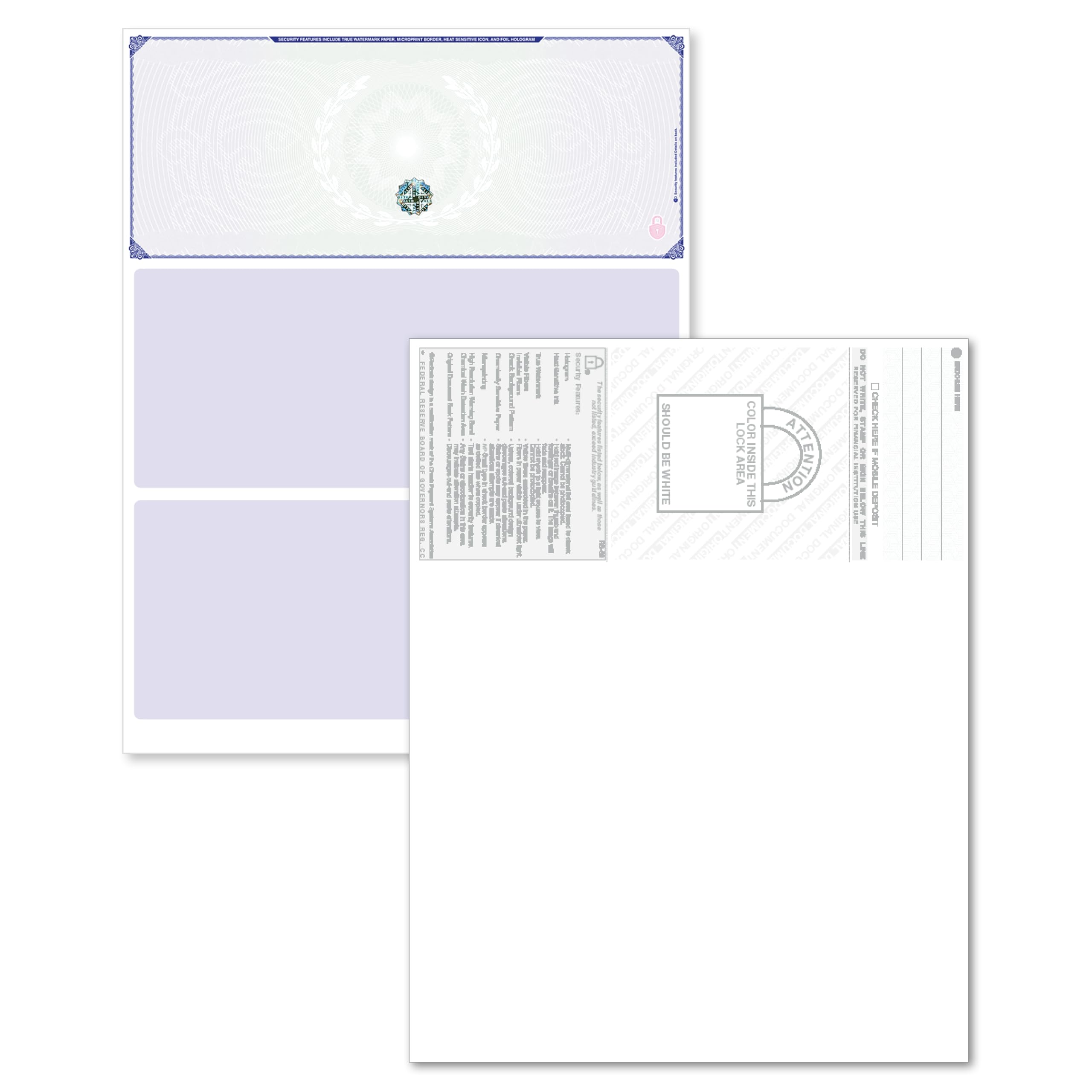 Premium Blank Hologram Computer Checks - High Security Laser Checks with Perforated Vouchers (500 Sheets, Blue/Green) - Ideal for Business Accounting, Bank Transactions & Secure Check Printing