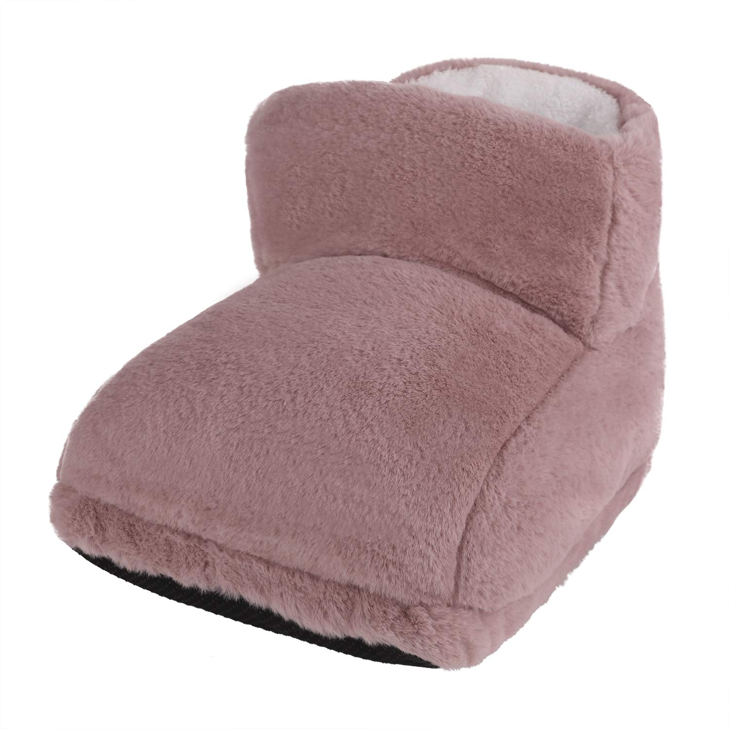 Rechargeable USB Electric Foot Warmer Boots - Fast Heating Plush Foot Muff with Large Pocket for Winter, Home & Office Use - Dark Pink Heated Slippers for Cold Weather, Heat Therapy & Cozy Comfort (Perfect for Work, Travel & Relaxation)