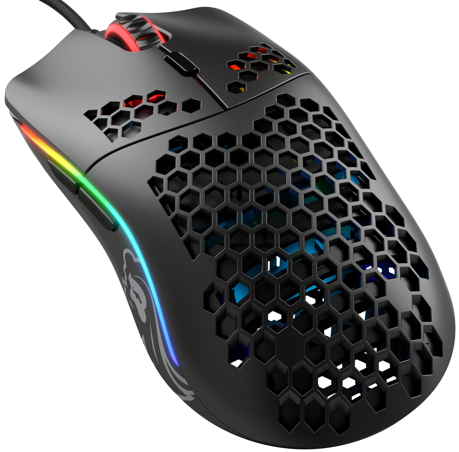 Glorious Model O- (Piccolo) Compact Wired Gaming Mouse - Ultra-Lightweight 58g Honeycomb Shell, RGB Lighting, Pixart 3360 Sensor, Ambidextrous Design (63x120x36mm) - Matte Black - Perfect for FPS, MOBA & Esports Gaming