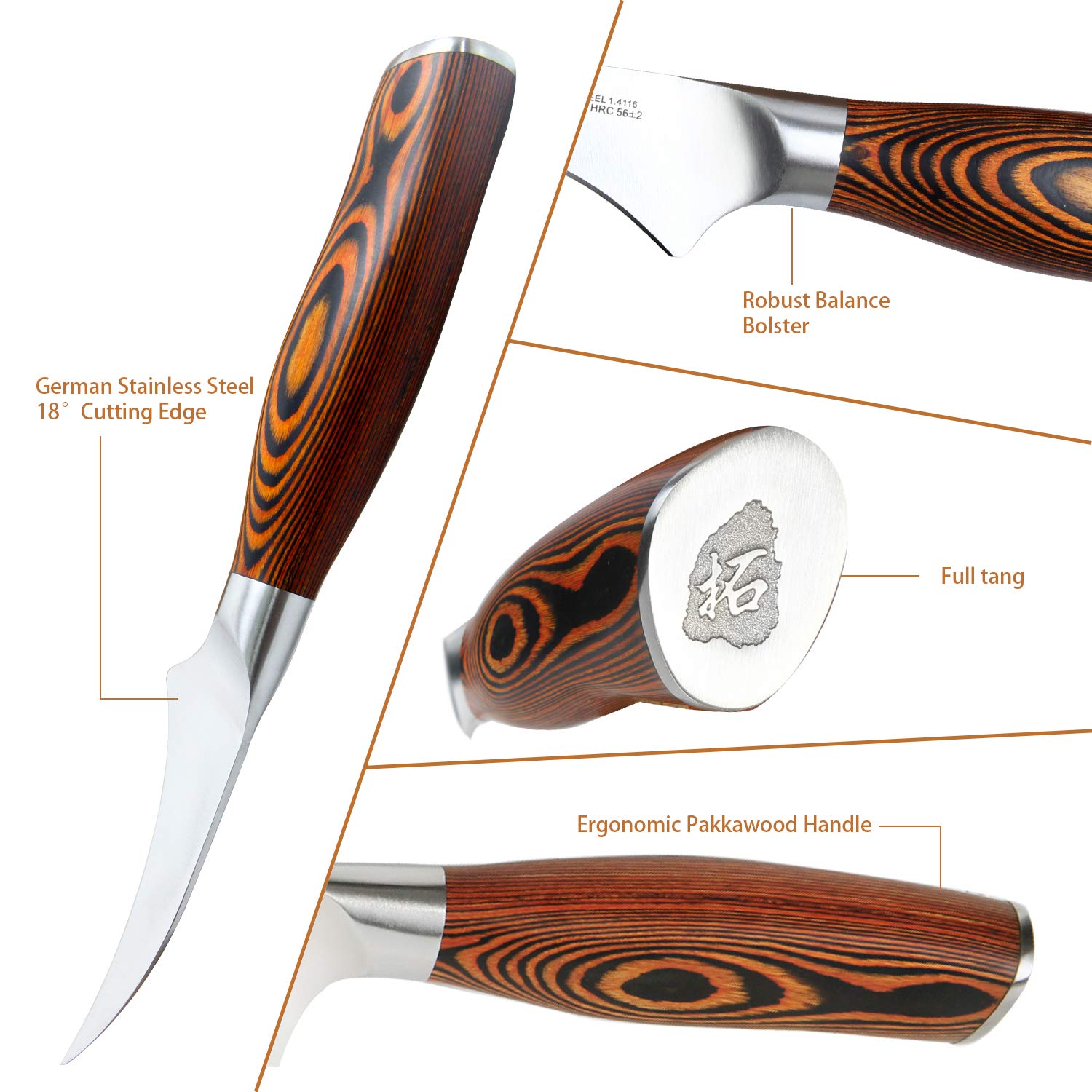 TUO Bird-Beak Paring Knife - 2.5 Inch Razor Sharp Stainless Steel Peeling Knife with Ergonomic Pakkawood Handle - German X50CrMoV15 Steel, Full Tang, Rust Resistant - Perfect for Fruit Peeling, Vegetable Trimming & Kitchen Prep