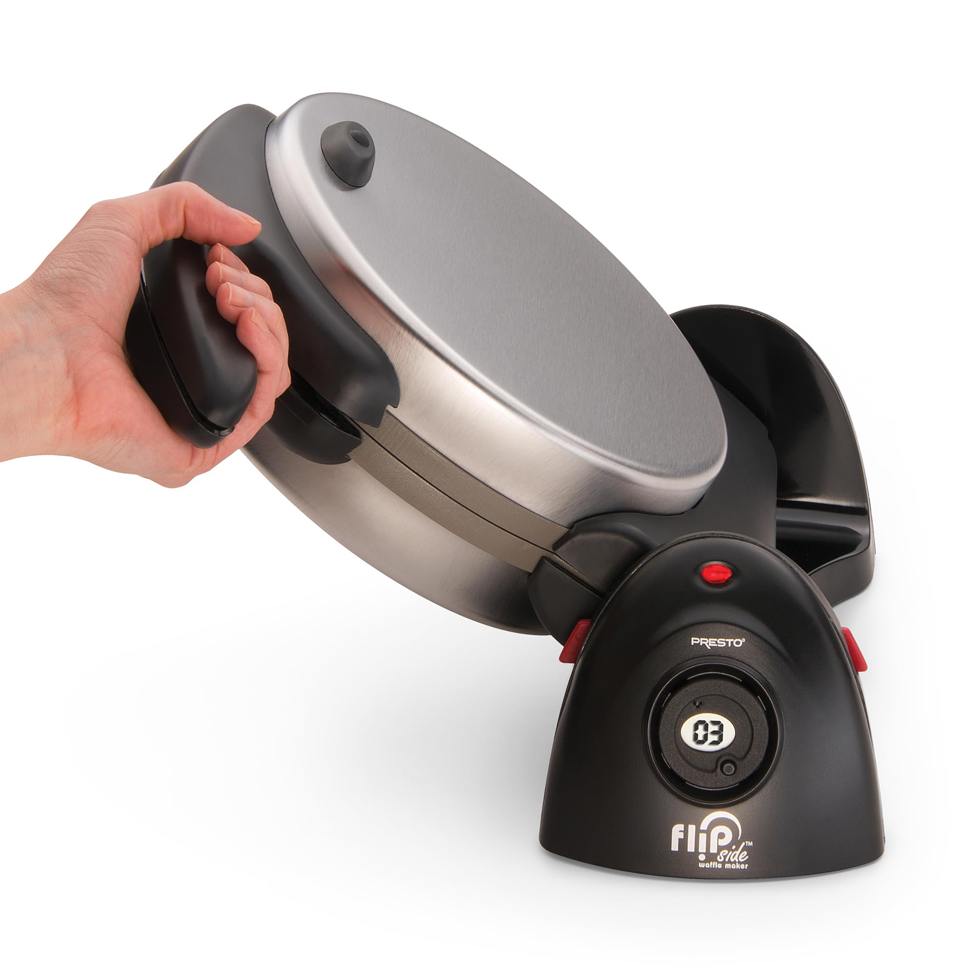 Presto Ceramic Flipside Belgian Waffle Maker - 7 Inch Non-Stick Waffle Iron for Perfect Homemade Waffles - Black & Gray (1-Pack) - Ideal for Breakfast, Brunch & Family Gatherings
