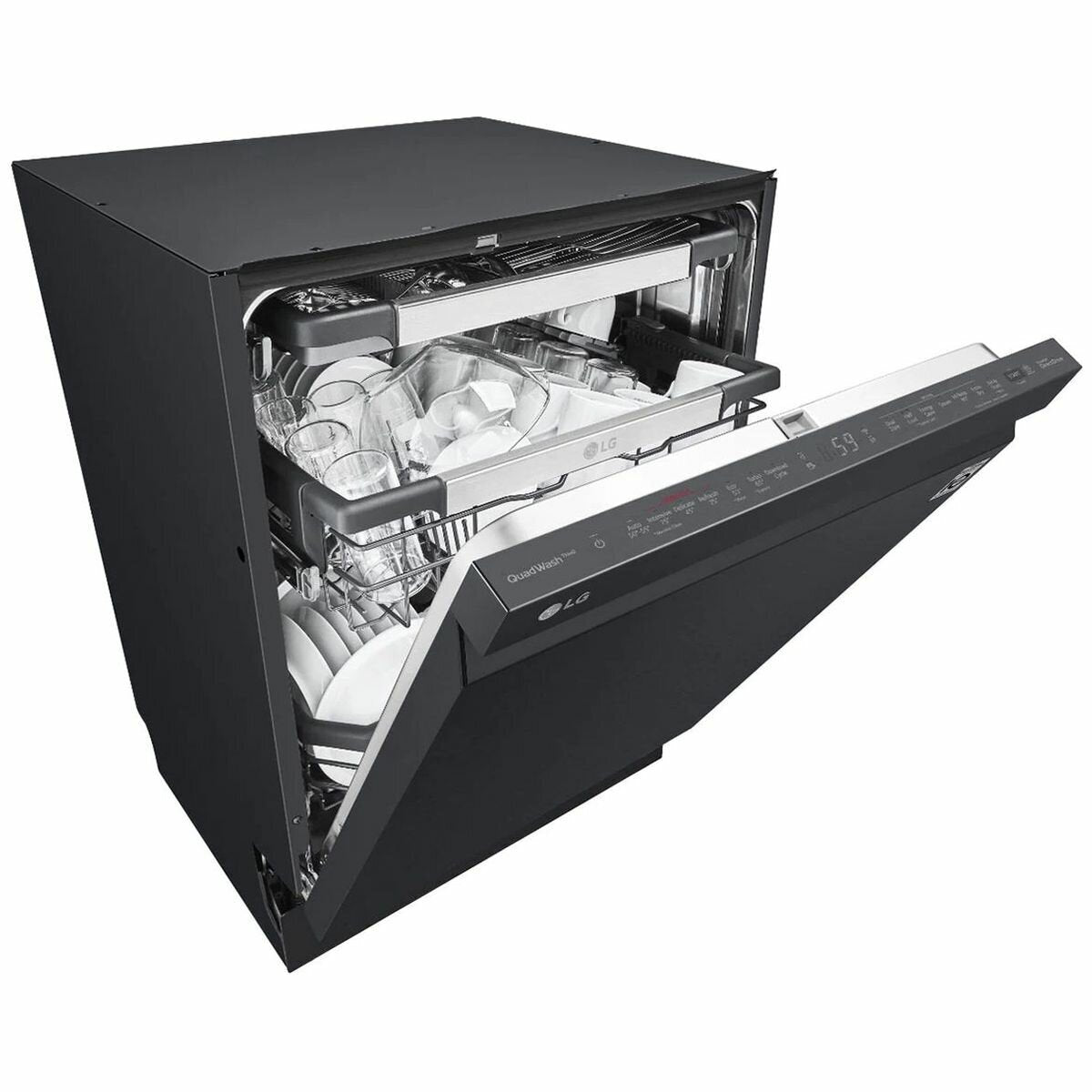 LG QuadWash 24 Inch 15 Place Built-In Dishwasher in Matte Black with TrueSteam Technology - Perfect for Modern Kitchens and Large Family Dining