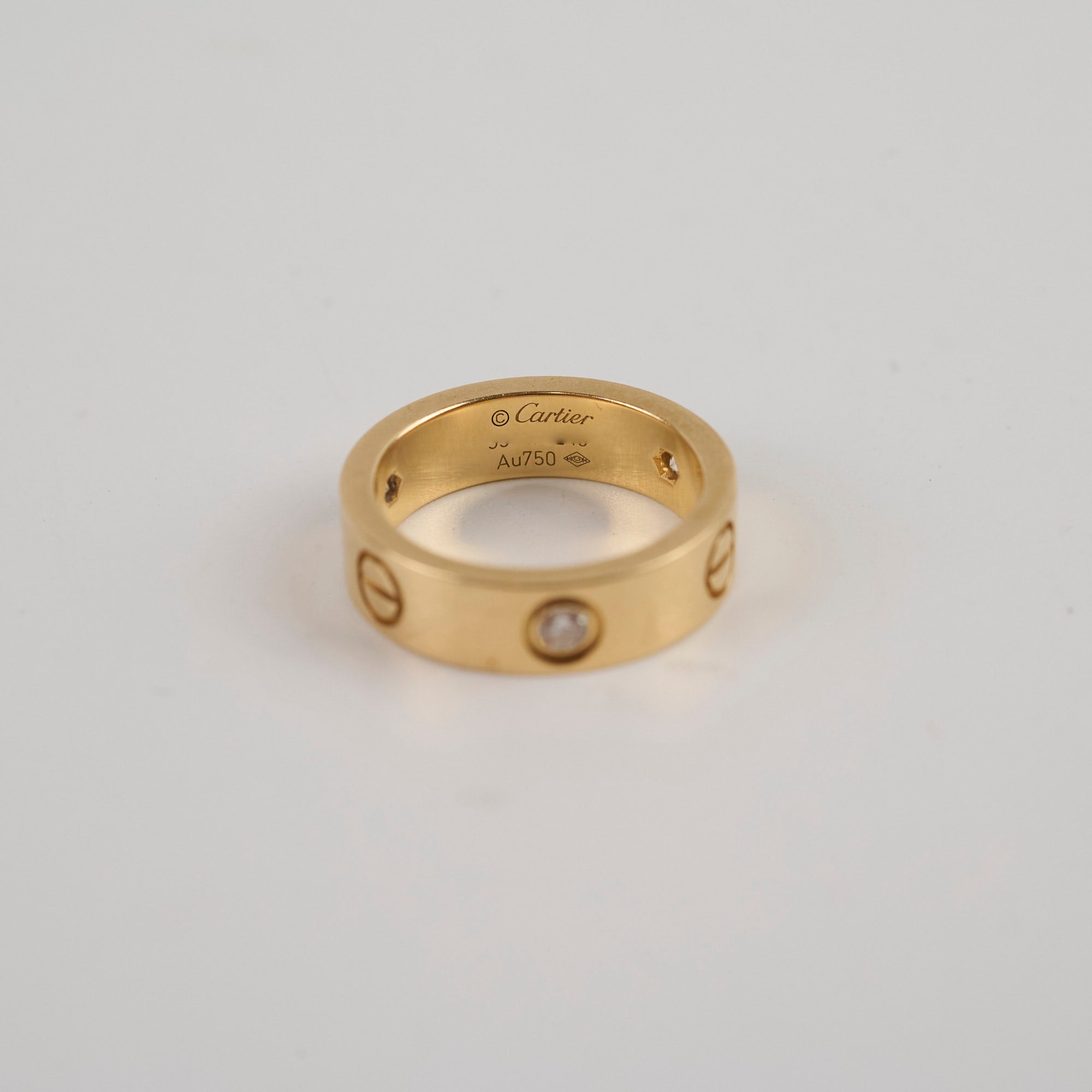 Cartier Love Ring 18K Yellow Gold with 3 Diamonds - Size 53 for Women | Luxury Wedding Band, Anniversary Gift & Everyday Jewelry