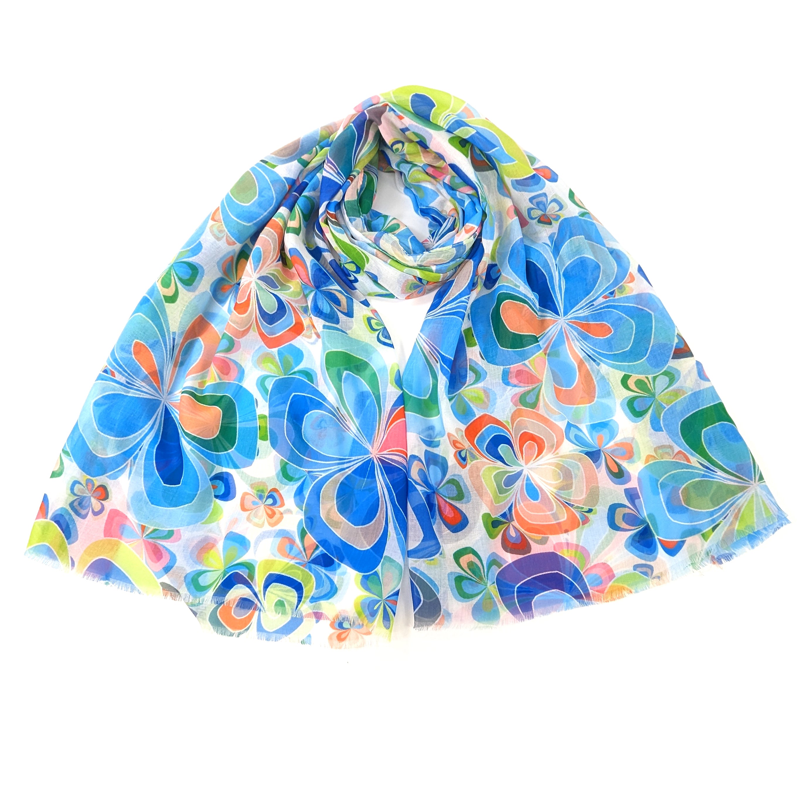 Vintage Floral Print Scarf - Soft Blue (50x180cm) | Lightweight Fashion Accessory for Women, Perfect for Spring Outfits, Travel & Gift Giving