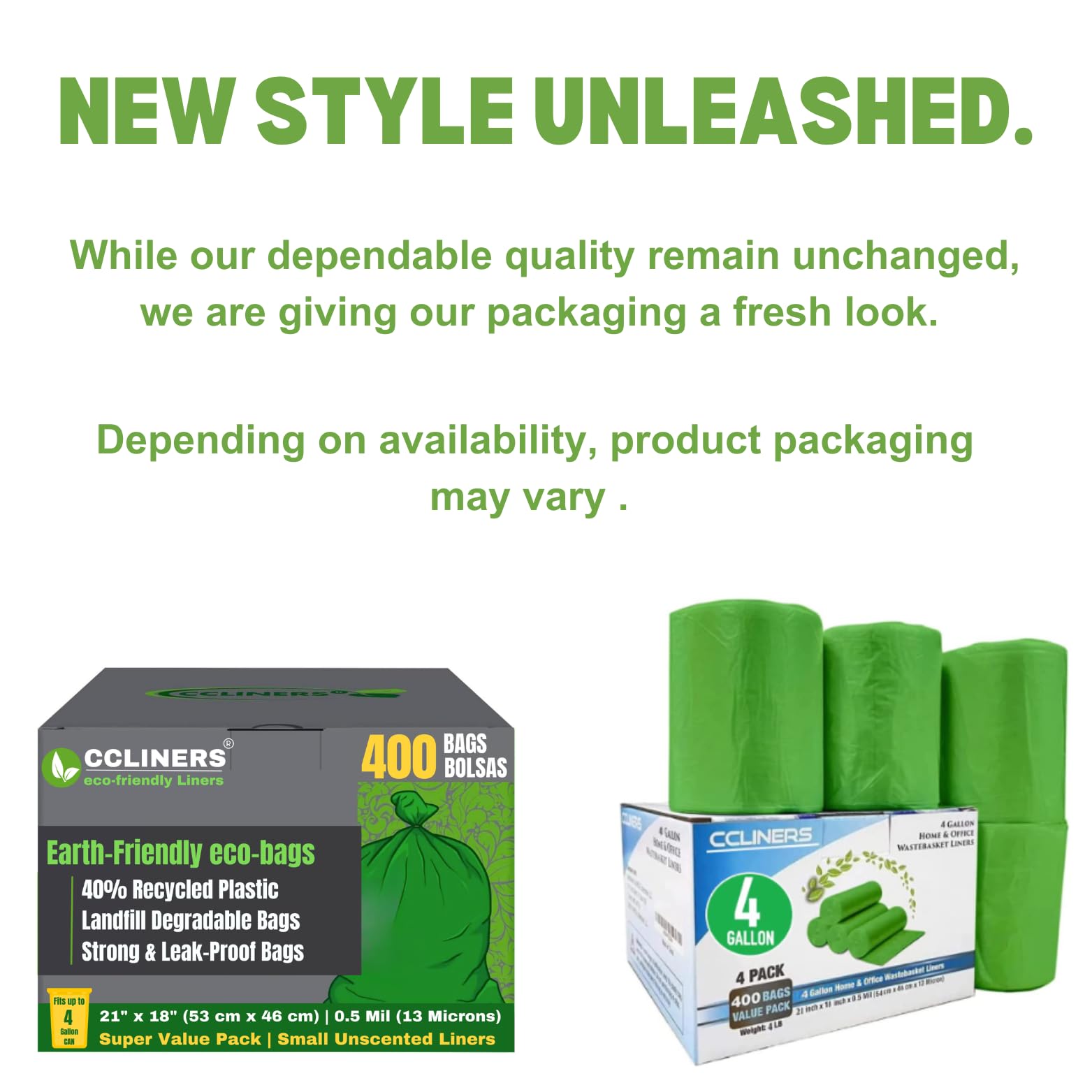 4 Gallon Eco-Friendly Trash Bags (400 Count) - 15 Liter Green Degradable Garbage Bags with EPI Additive | Fits 2-3 Gallon Trash Cans | Perfect for Home, Kitchen, Office & Outdoor Use | TDPA Certified Biodegradable Waste Liners (400 Bags)