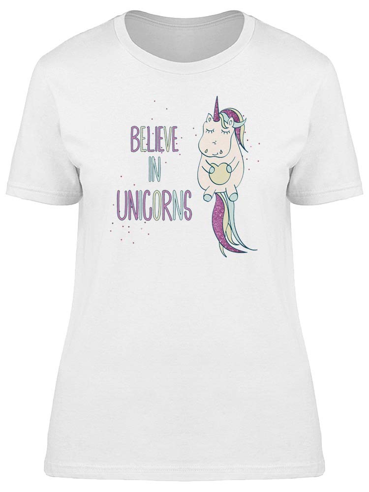 Believe in Unicorns Cute Graphic T-Shirt for Women - Casual Soft Cotton Tee for Everyday Wear, Outfits & Gifts