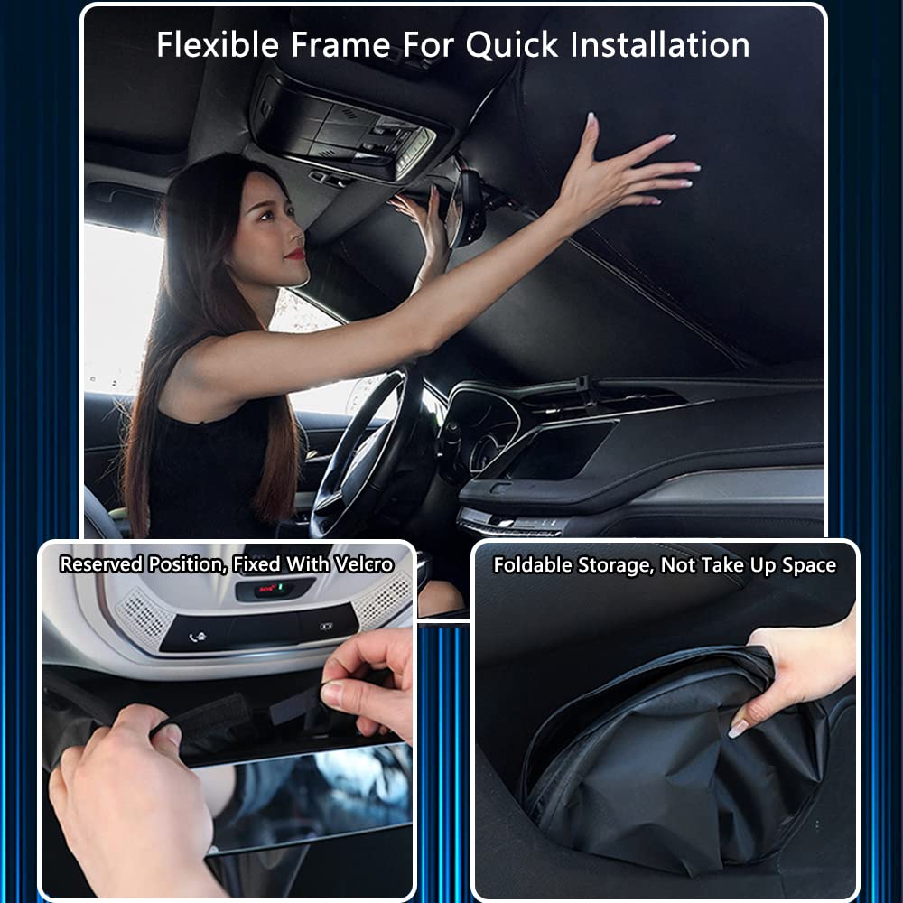 Custom Fit Car Windshield Sun Shade for Dodge RAM ProMaster 2014-2023 | Foldable UV Protection Sunshade | Black Interior Accessories for Full Size Cargo Van & Chassis Cab | Perfect for Summer Parking & Heat Protection