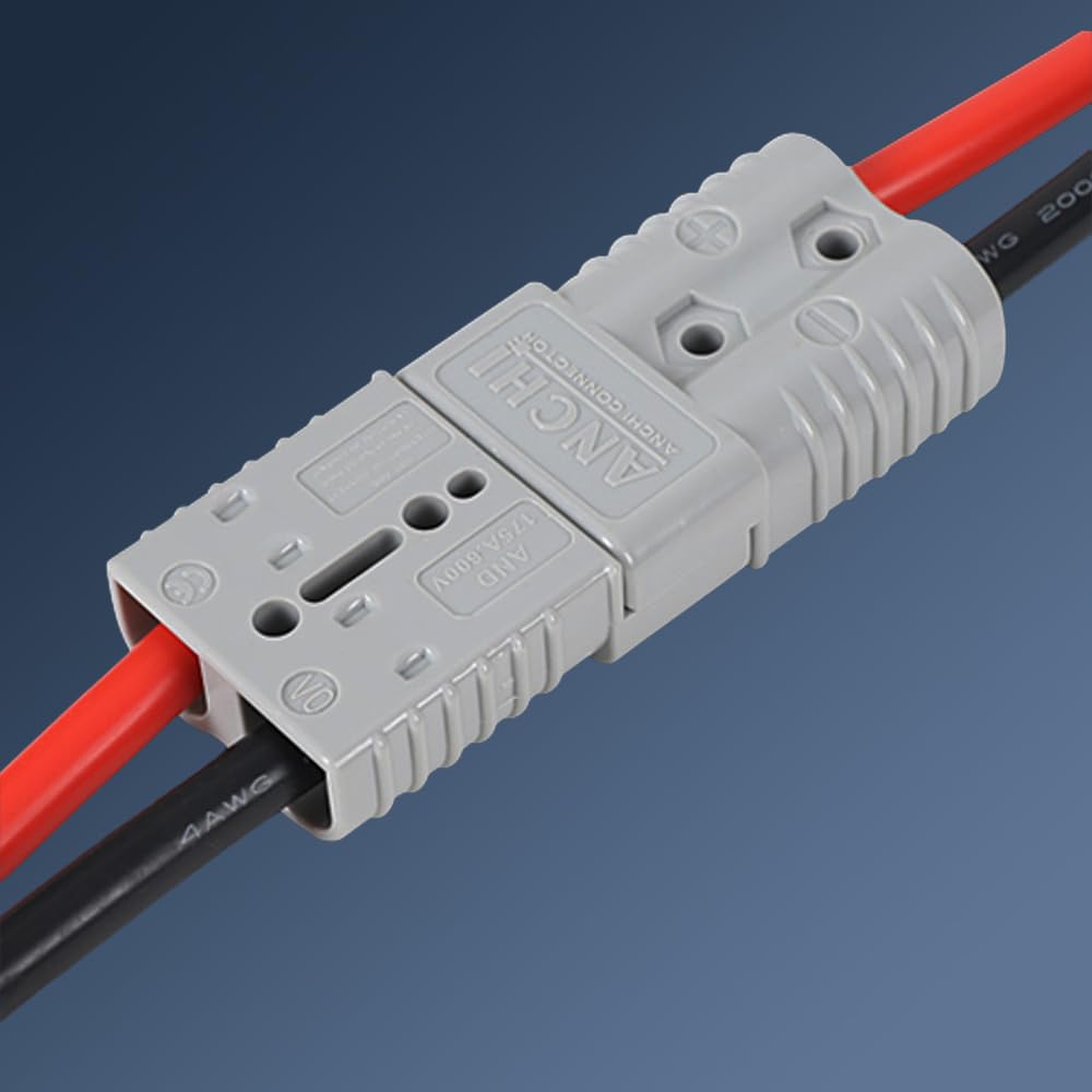 350A Forklift Battery Connector - 2/0 AWG Gray 600V Plug with 10PCS - Heavy Duty Jumper Cable Plug for Recovery Winch, Towing Systems & Industrial Equipment - Quick Connect/Disconnect for Forklifts, Construction Machinery & Marine Applications