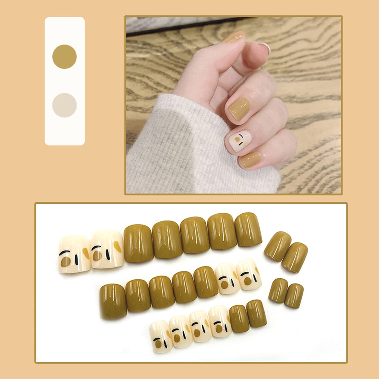 96 Pcs Short Square Press On Nails - 4 Pack Acrylic Fake Nails Kit with Glue & Nail File - Full Cover Artificial Nails for Women & Girls (Green) - Perfect for Parties, Weddings & Daily Wear