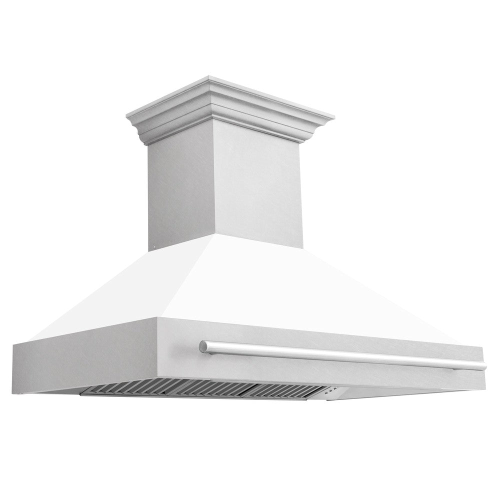 ZLINE 48-Inch Stainless Steel Wall Mount Range Hood with Satin Finish & Stainless Steel Handle (8654SNX 48) - Powerful Kitchen Ventilation for Gas Stoves & Cooking Areas