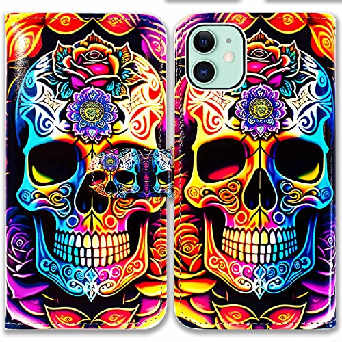 Colorful Mandala Skull Flowers