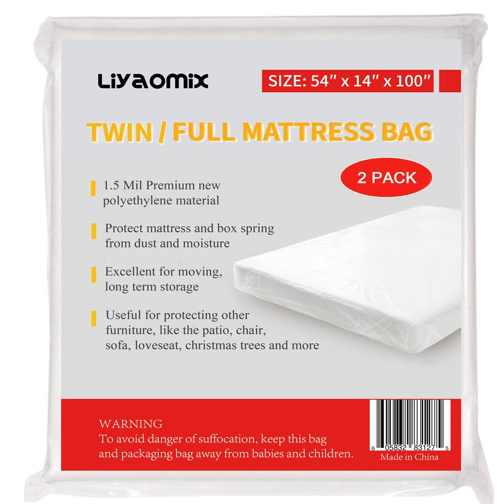 2 Pack Full/Twin Mattress Storage Bags - 1.5 Mil Thick 54