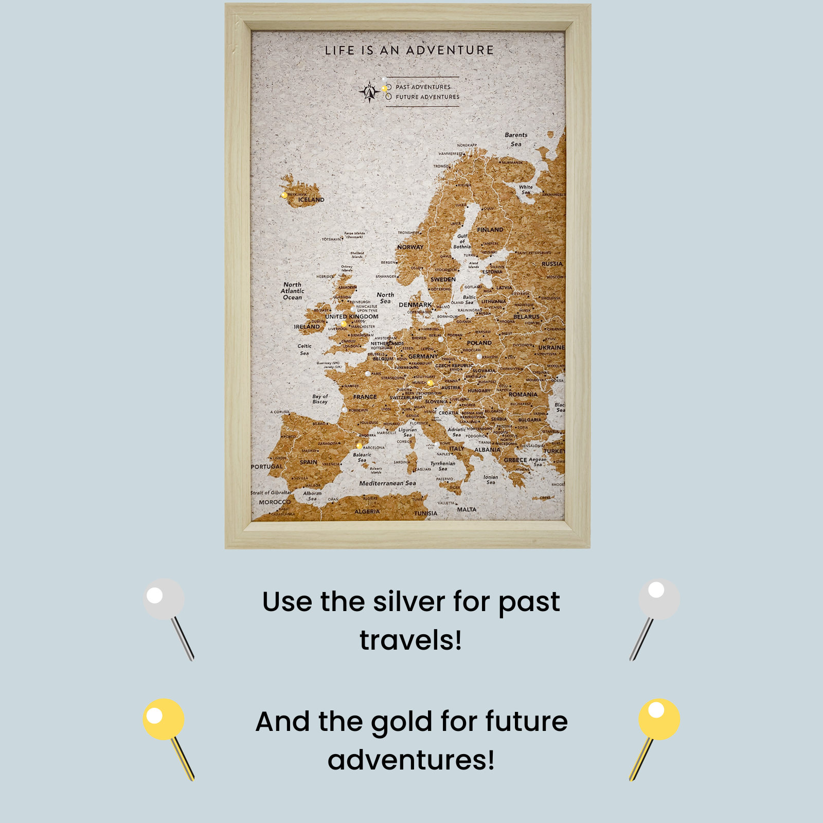 Waterproof Splosh Travel Map of Europe - Wall & Desk Decor for Home & Office - Perfect for Travel Planning & Geography Enthusiasts