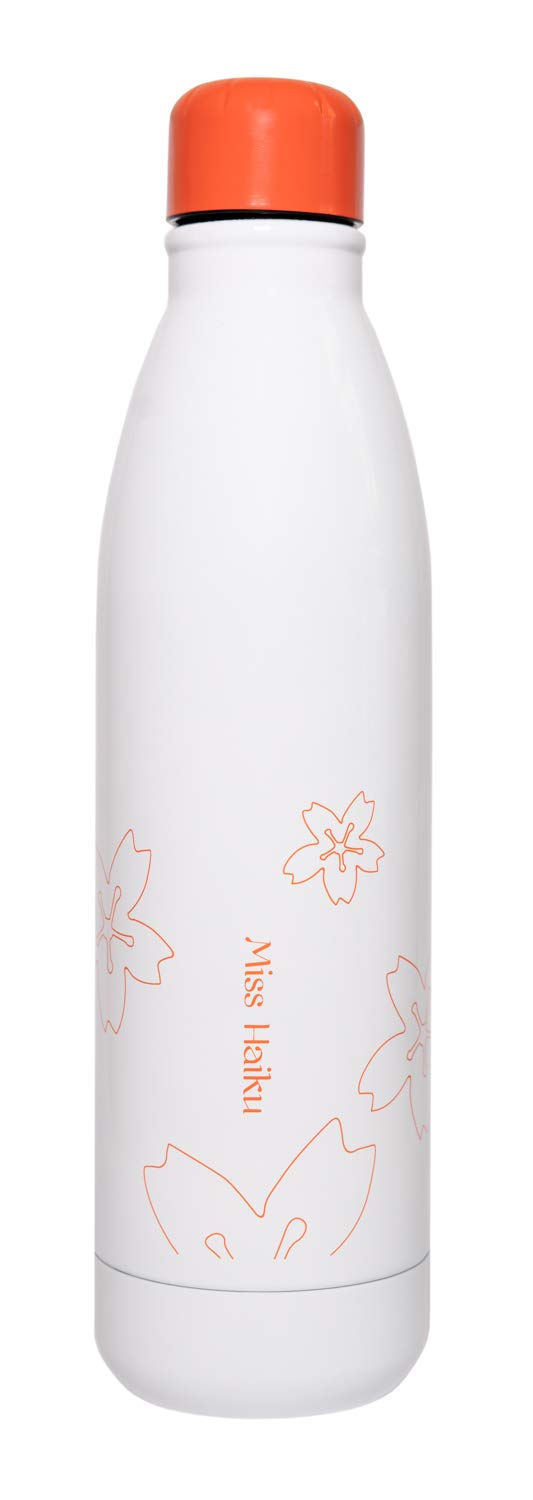 Official Miss Haiku Japanese Kawaii Water Bottle 500ml / 17OZ - Stainless Steel Vacuum Insulated Double Wall Reusable Bottle, BPA Free - Perfect for School, Gym, Travel & Outdoor Activities