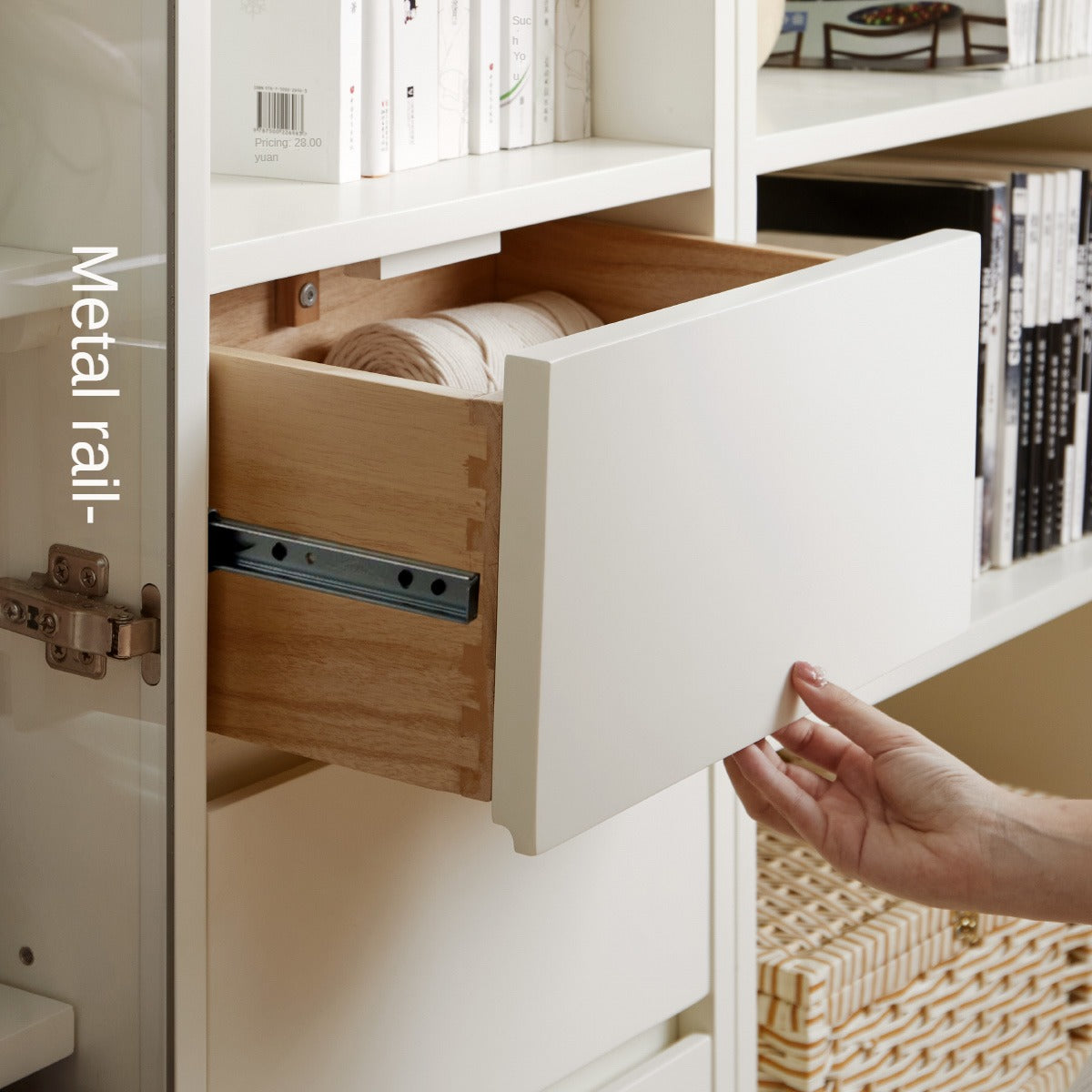 Stylish Poplar Solid Wood Bookcase in Cream - Perfect for Living Room, Bedroom, or Home Office Storage