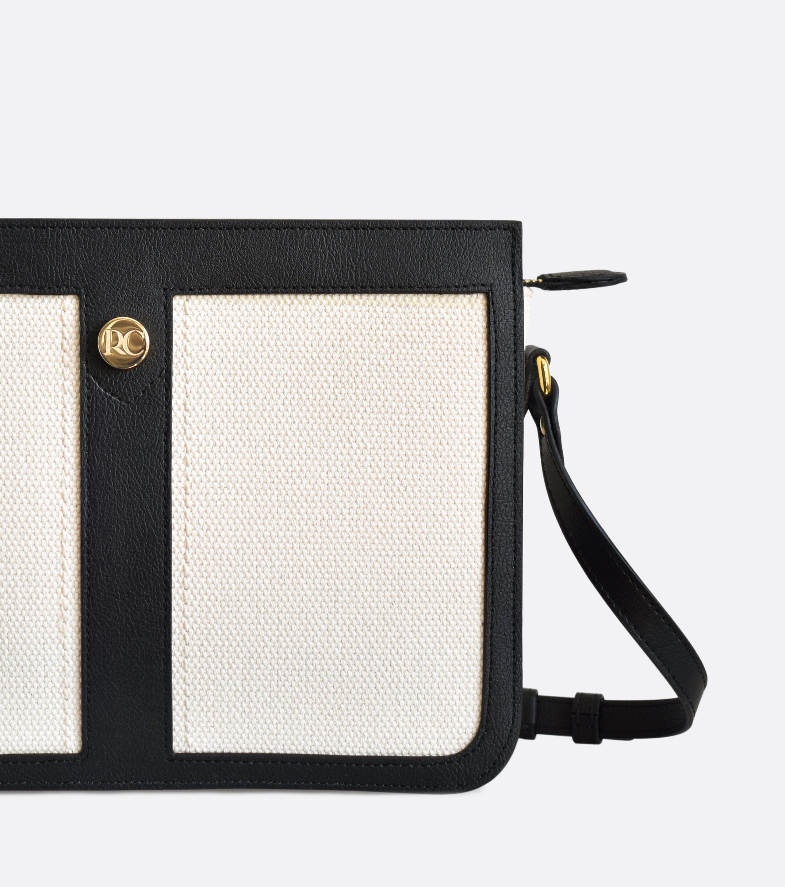 Organic Cotton Canvas Crossbody Bag for Women - Petit Dune Black & White Boho Chic Purse | Perfect for Travel, Shopping & Everyday Use