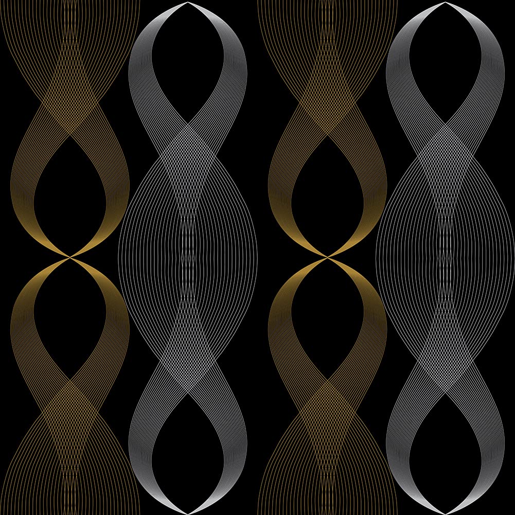 Peel and Stick Wallpaper - Geometric Waves Curve Design, 17.7
