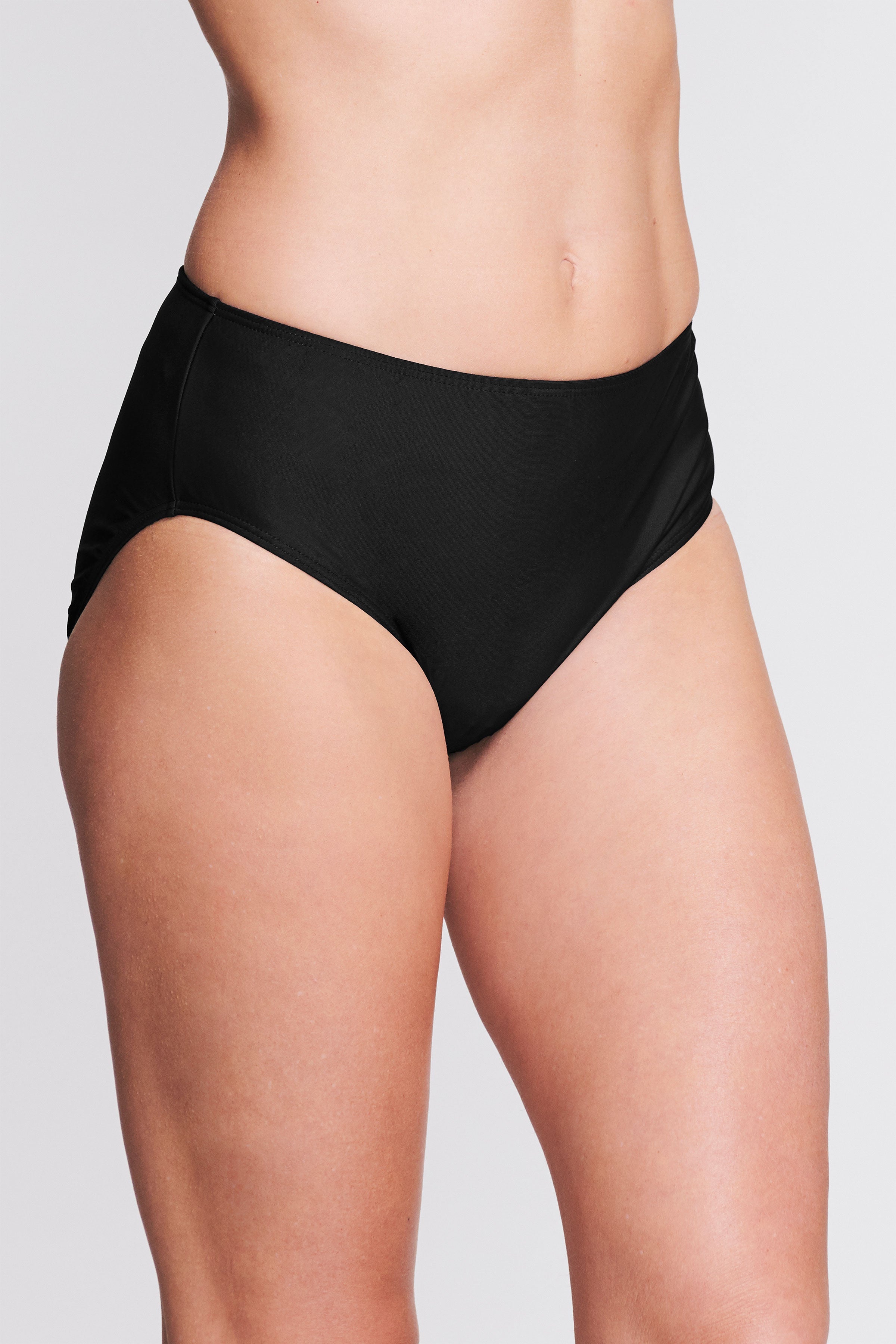 Mid Waist Solid Black Briefs for Women - Comfortable Cotton Underwear for Everyday Wear, Workout & Sleep