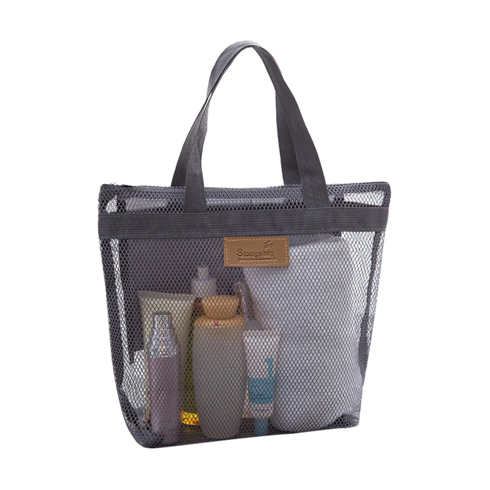 Waterproof Mesh Travel Toiletry Bag for Women - Large Cosmetic Makeup Organizer with Zipper for Beach, Swimming, Gym & Vacation (Grey) | Perfect for Toiletries, Brushes, Skincare & Travel Essentials