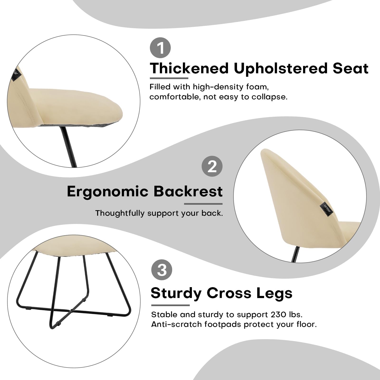 Redlife Velvet Vanity Chair with Back - Modern Upholstered Makeup Chair for Bedroom & Dressing Room, Beige Accent Chair for Women's Beauty Station & Home Decor