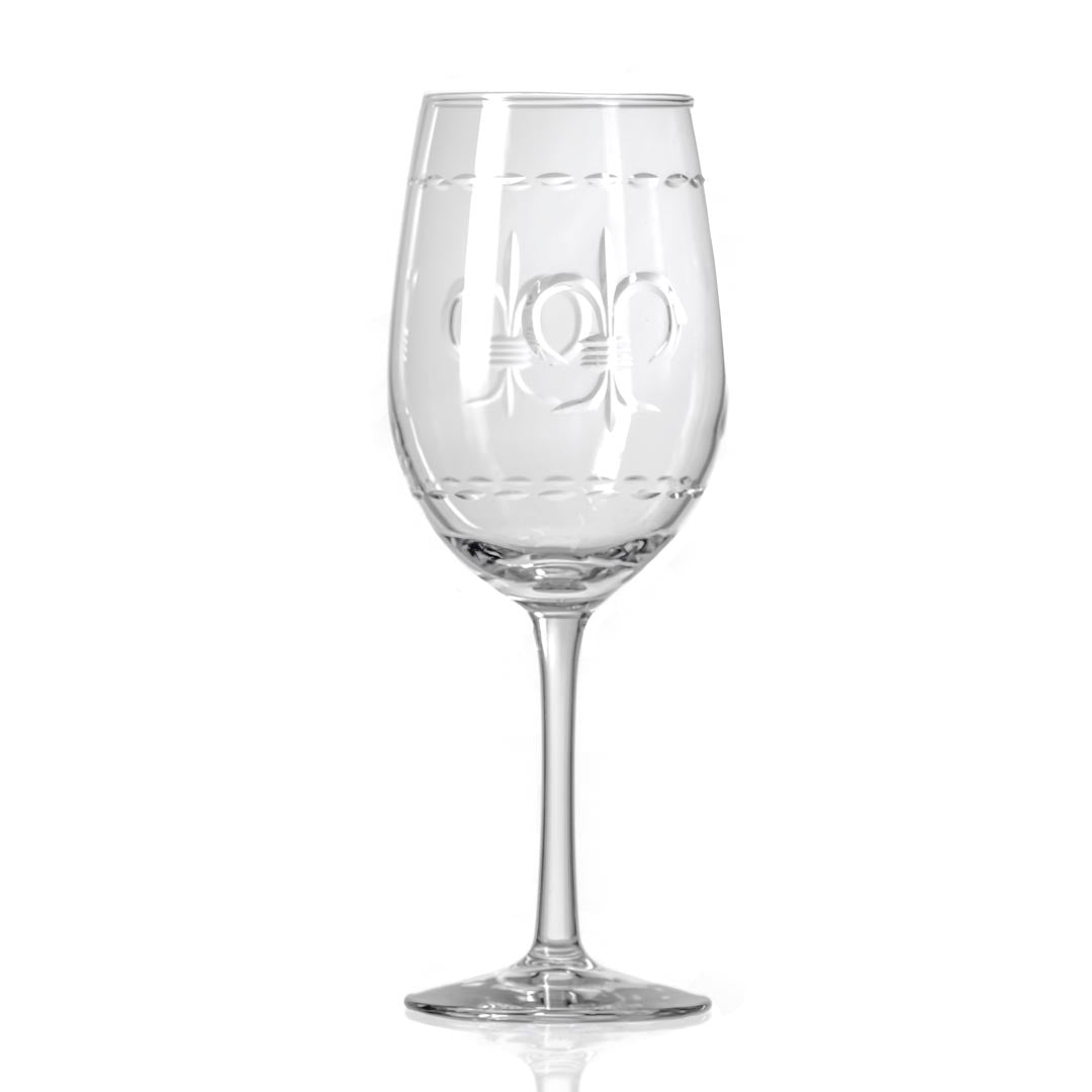 Premium Fleur De Lis 12oz White Wine Glasses - Set of 2 Elegant Stemware for Chardonnay, Sauvignon Blanc & Dinner Parties - Perfect for Romantic Dinners, Wine Tasting & Gift Giving