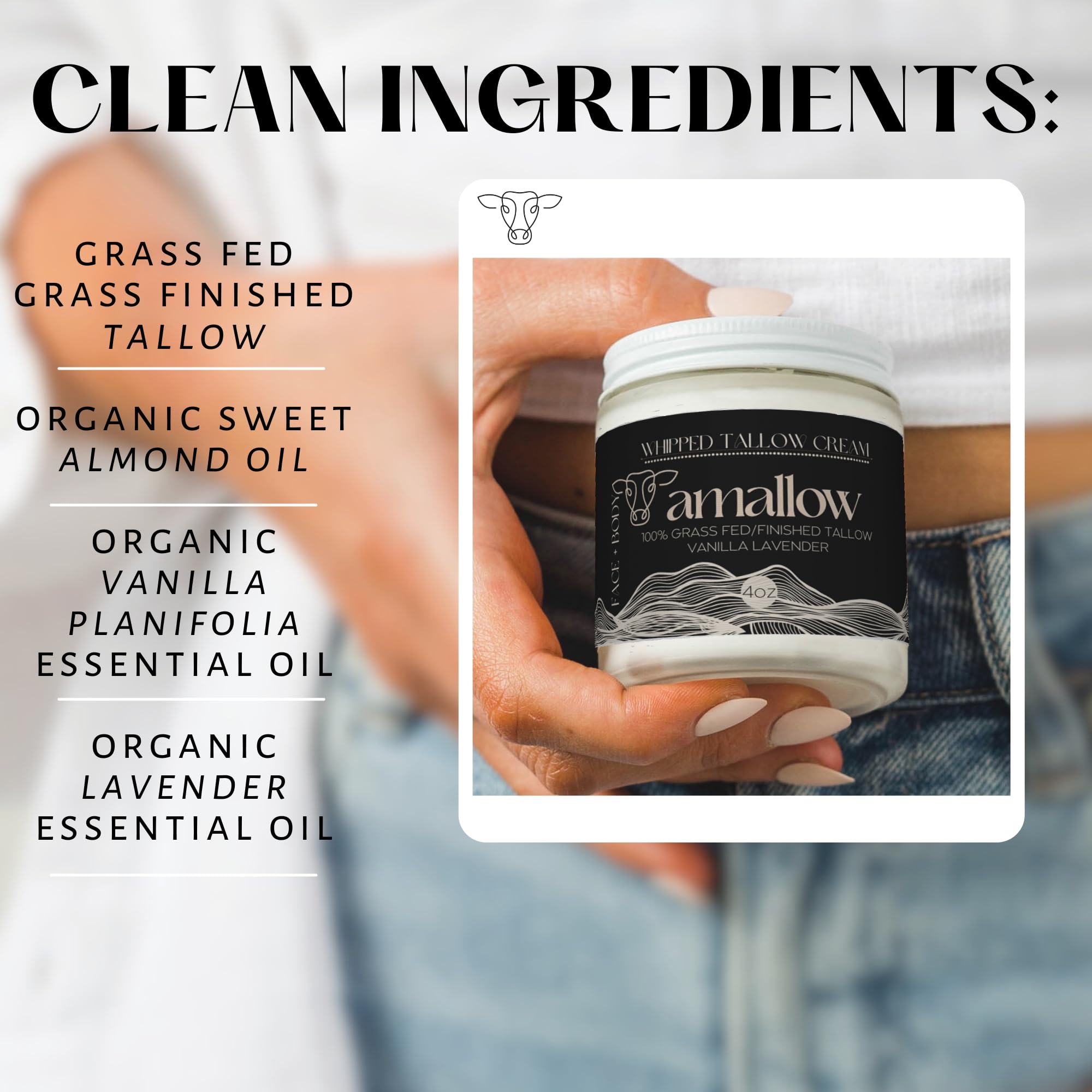 100% Grass-Fed Beef Tallow Skincare Set - Unscented & Scented Whipped Moisturizer for Face & Body - 4oz All-Natural Lotion - Perfect for Dry Skin, Eczema & Sensitive Skin Care Routine