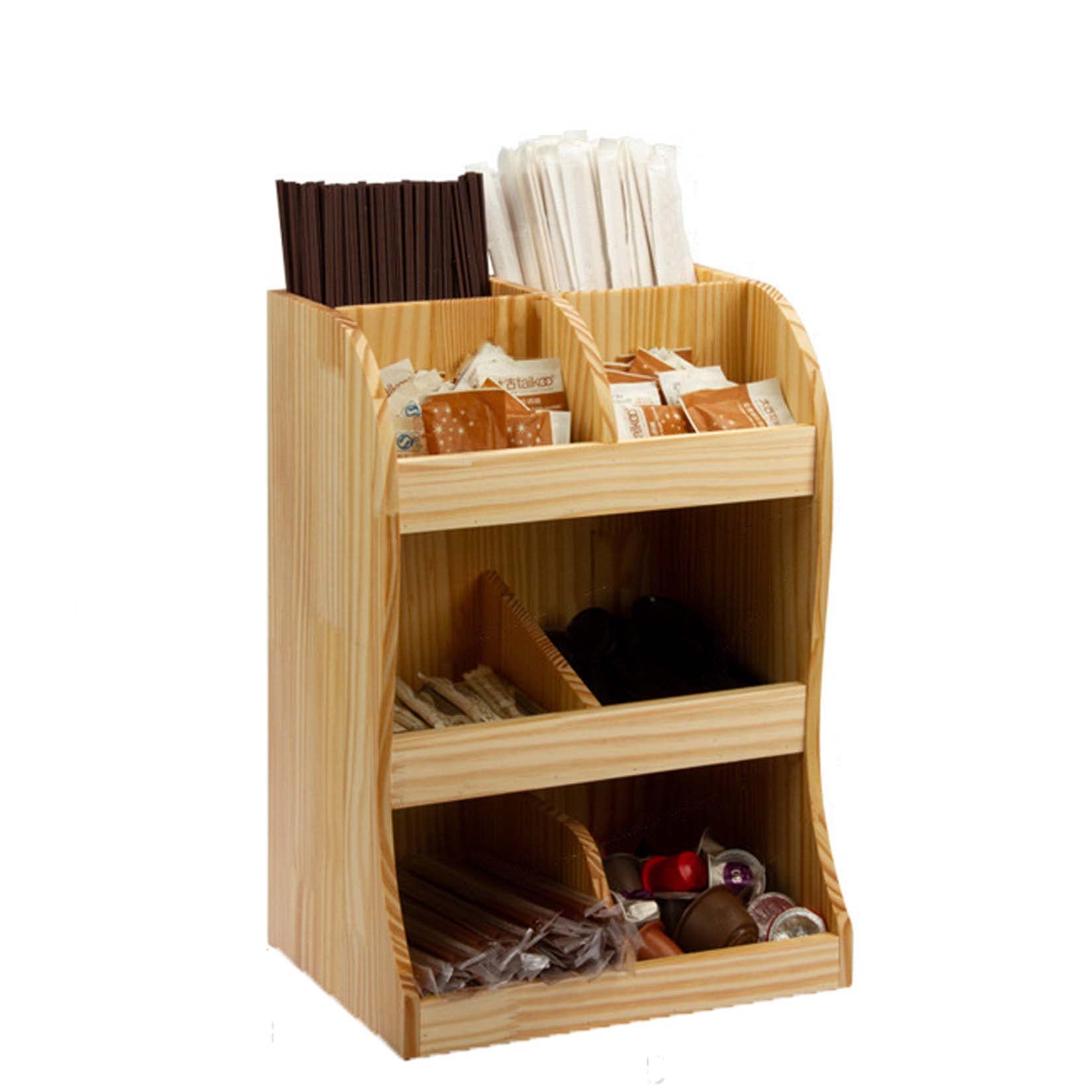 8-Compartment Coffee Bar Organizer - Desktop Storage Rack for Coffee Condiments, Sugar, Straws & Stirrers | Countertop Accessories for Home, Office & Buffet Breakroom Use