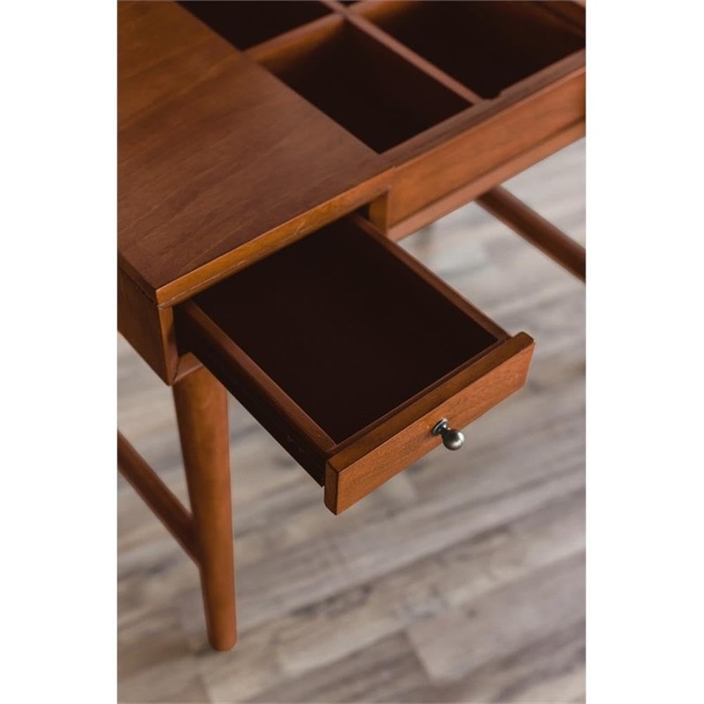 Alpine Furniture Flynn Vanity Dresser with Mirror - Rustic Acorn Finish for Bedroom & Bathroom Organization | Solid Wood Storage Solution for Makeup, Jewelry & Essentials