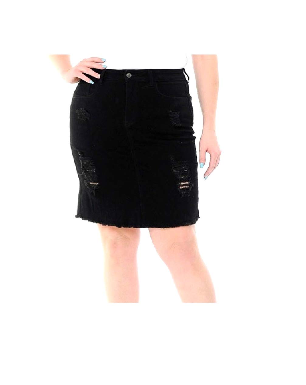 Jack & David Women's Plus Size Stretch Denim Button Front Skirt - Voir Twill Fabric - Sizes 1X 2X 3X - Comfortable A-Line Skirt for Casual Wear, Office & Date Night