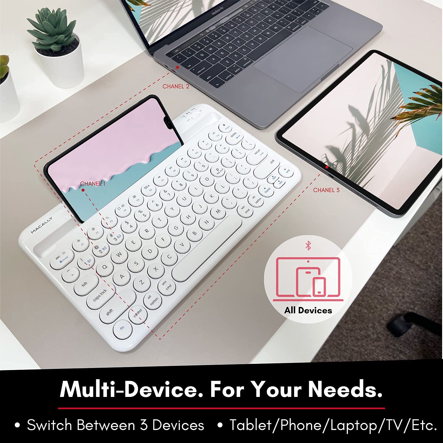 Macally Compact Bluetooth Keyboard and Mouse Combo - Wireless Keyboard & Mouse Set for Mac, Windows, iPad - Ergonomic Office Essentials for Home, Work & Travel