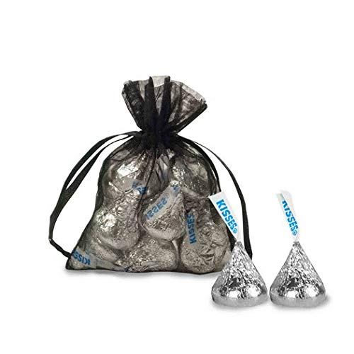 24 Count Extra Small Black Organza Gift Bags for Wedding Favors, Birthday Party Decorations, Baby Showers & Special Events - 3x4 Inches Tiny Favor Pouches
