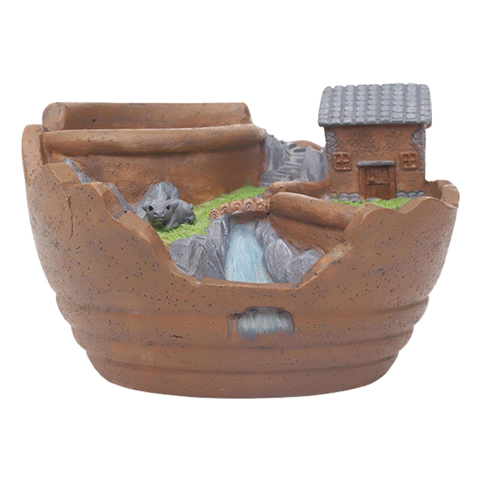 Pastoral Style Resin Flower Pot for Succulents - Creative Cartoon Planter with Lying Cow Design | Perfect for Home Decor, Office Desk & Garden Plant Display