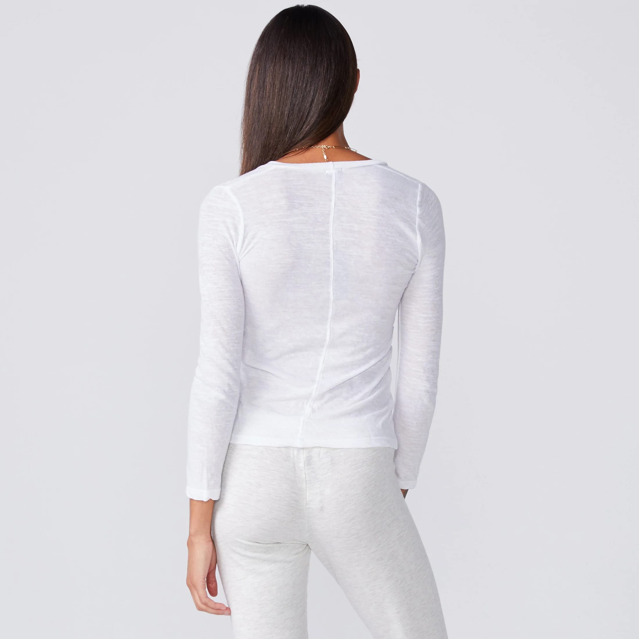 Monrow Women's Textured Tri-Blend Fitted Long Sleeve V-Neck T-Shirt | Super Soft Stretchy Casual Tee | Perfect for Everyday Wear, Layering & Fall Outfits