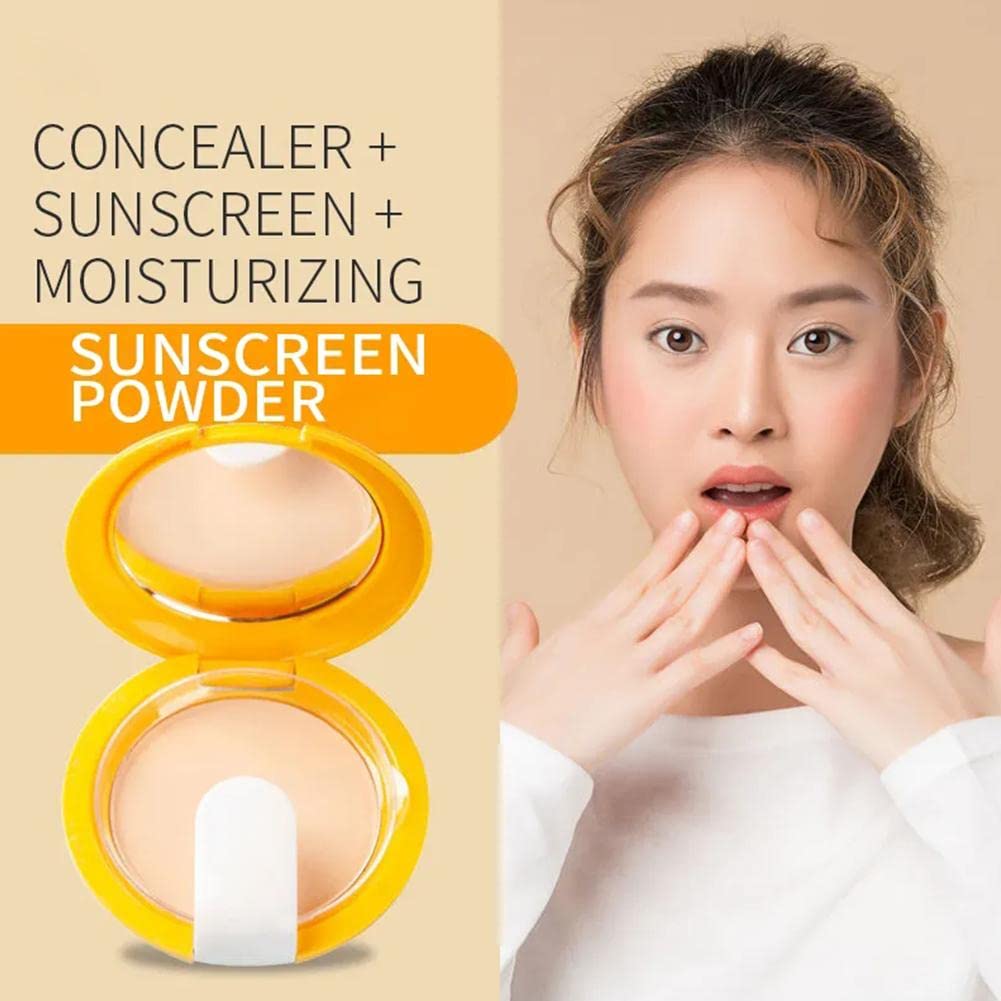 RJSQAQE Sunscreen Powder - Oil Control Long Lasting Pressed Face Powder with UV Protection & Whitening | Matte Makeup Foundation for Daily Sun Protection & Flawless Finish