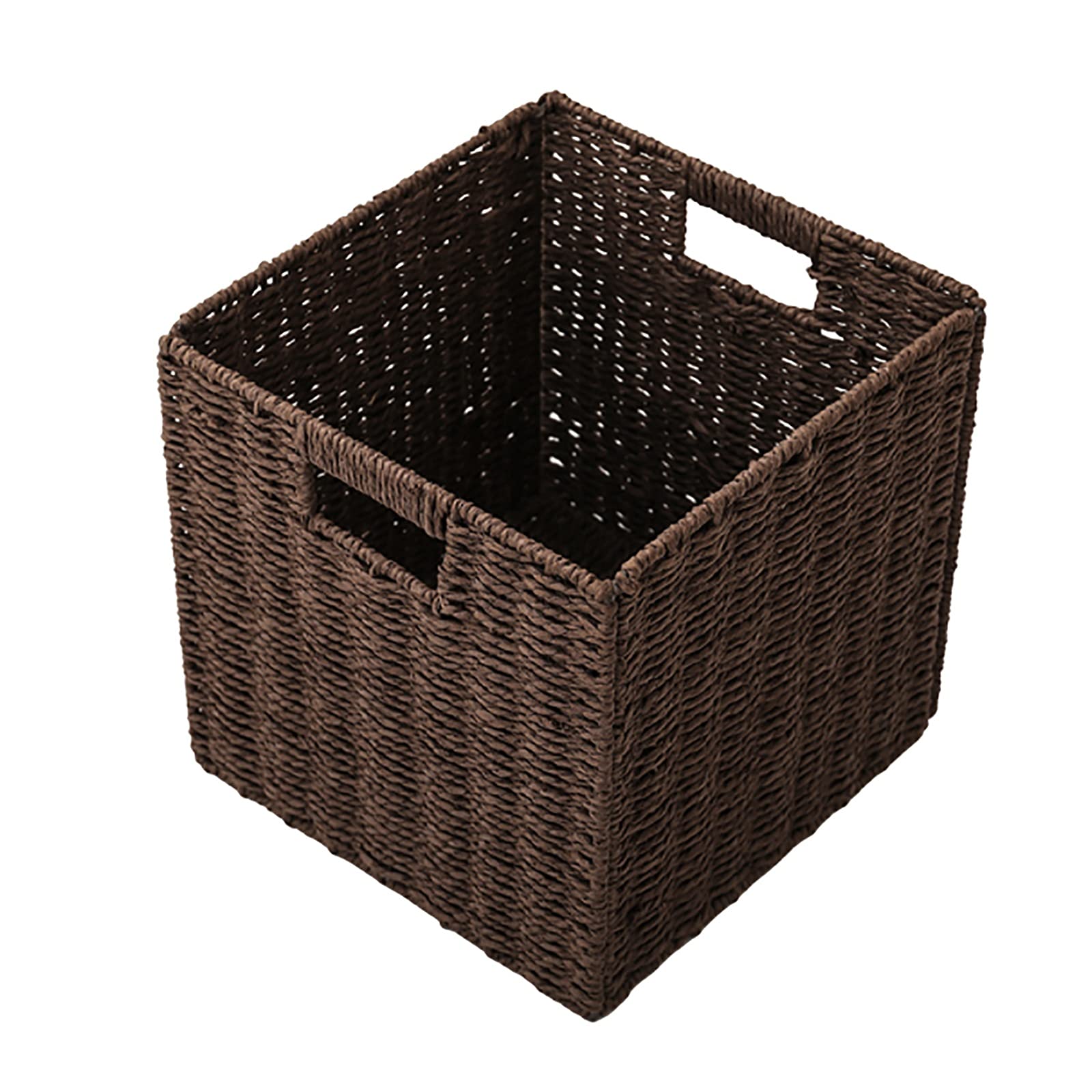 Foldable Paper Rattan Storage Basket - 30cm Organizer Box for Bedroom, Living Room & Dorm | Multi-Purpose Home Storage Solution (Color B) | Perfect for Clothes, Toys & Home Decor Organization